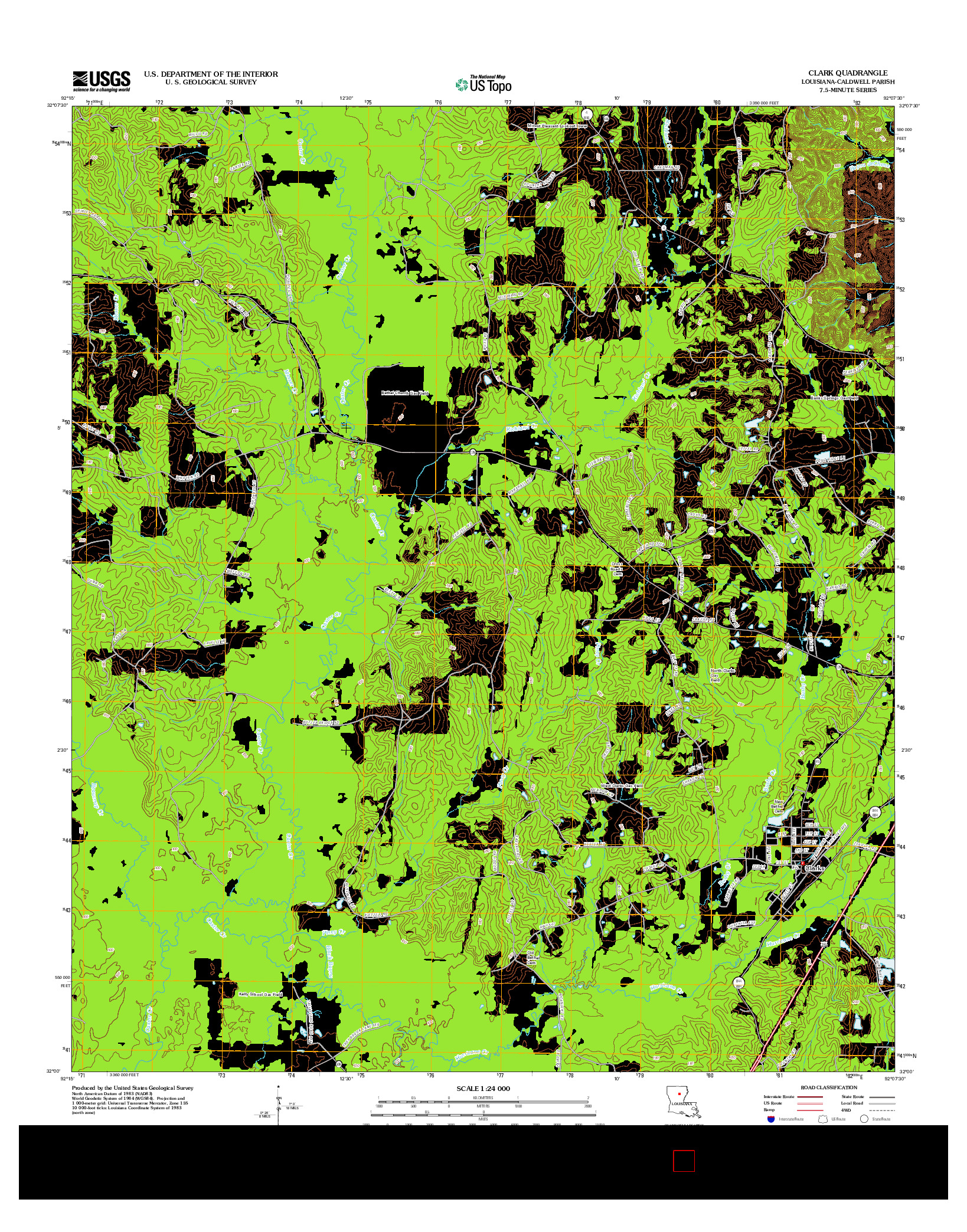 USGS US TOPO 7.5-MINUTE MAP FOR CLARK, LA 2012