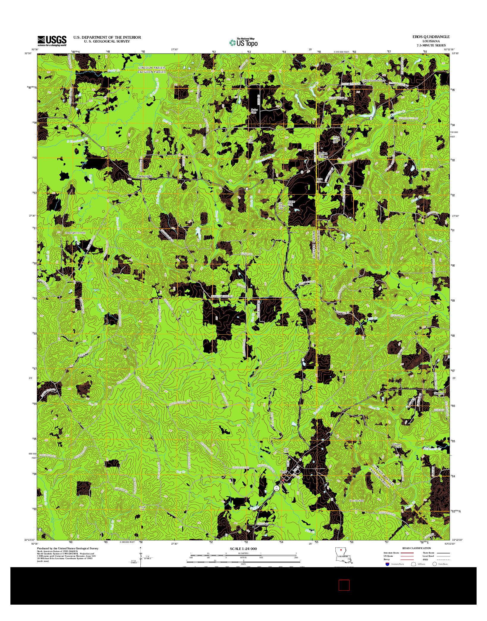 USGS US TOPO 7.5-MINUTE MAP FOR EROS, LA 2012