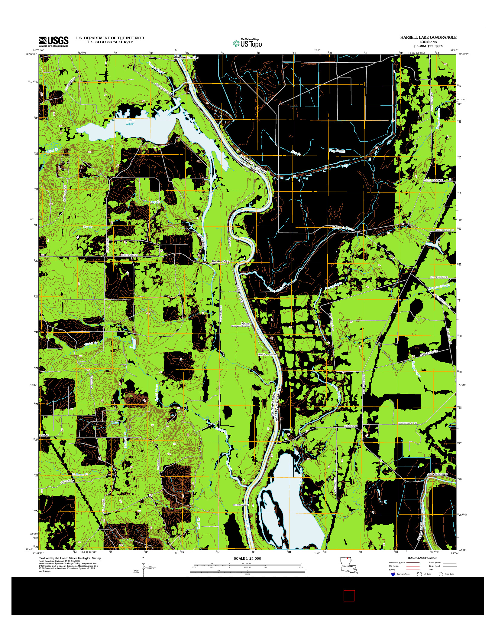 USGS US TOPO 7.5-MINUTE MAP FOR HARRELL LAKE, LA 2012