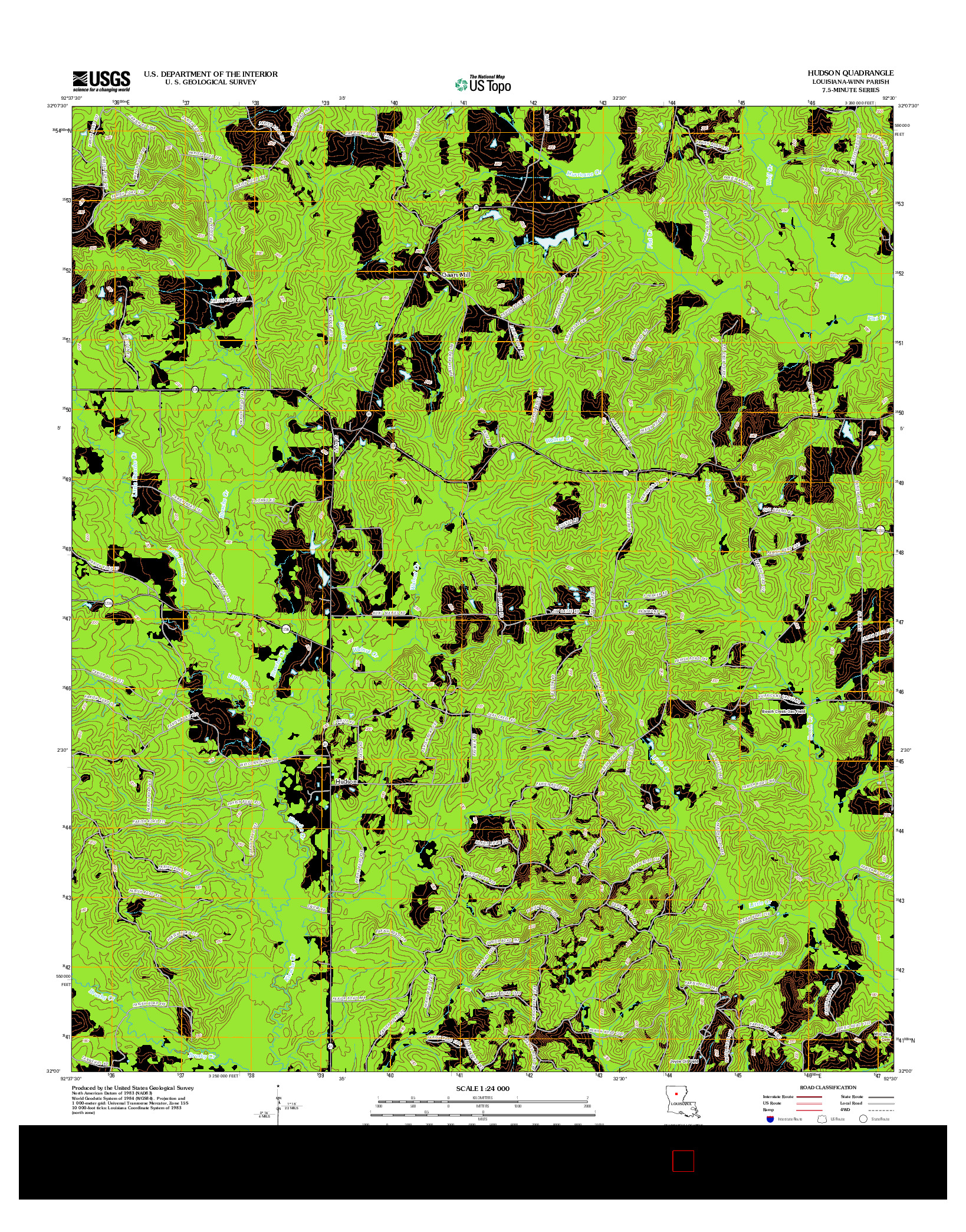 USGS US TOPO 7.5-MINUTE MAP FOR HUDSON, LA 2012