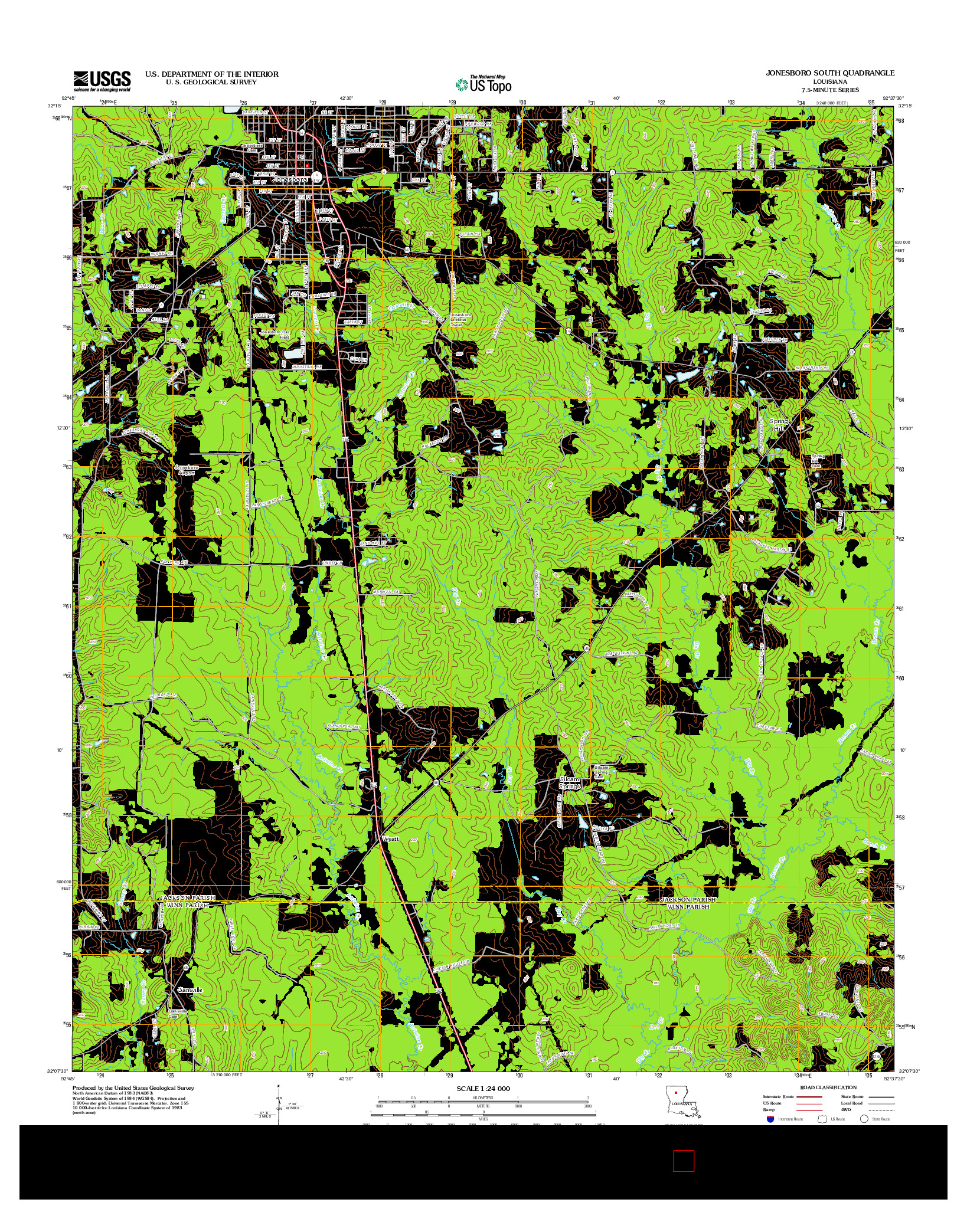 USGS US TOPO 7.5-MINUTE MAP FOR JONESBORO SOUTH, LA 2012