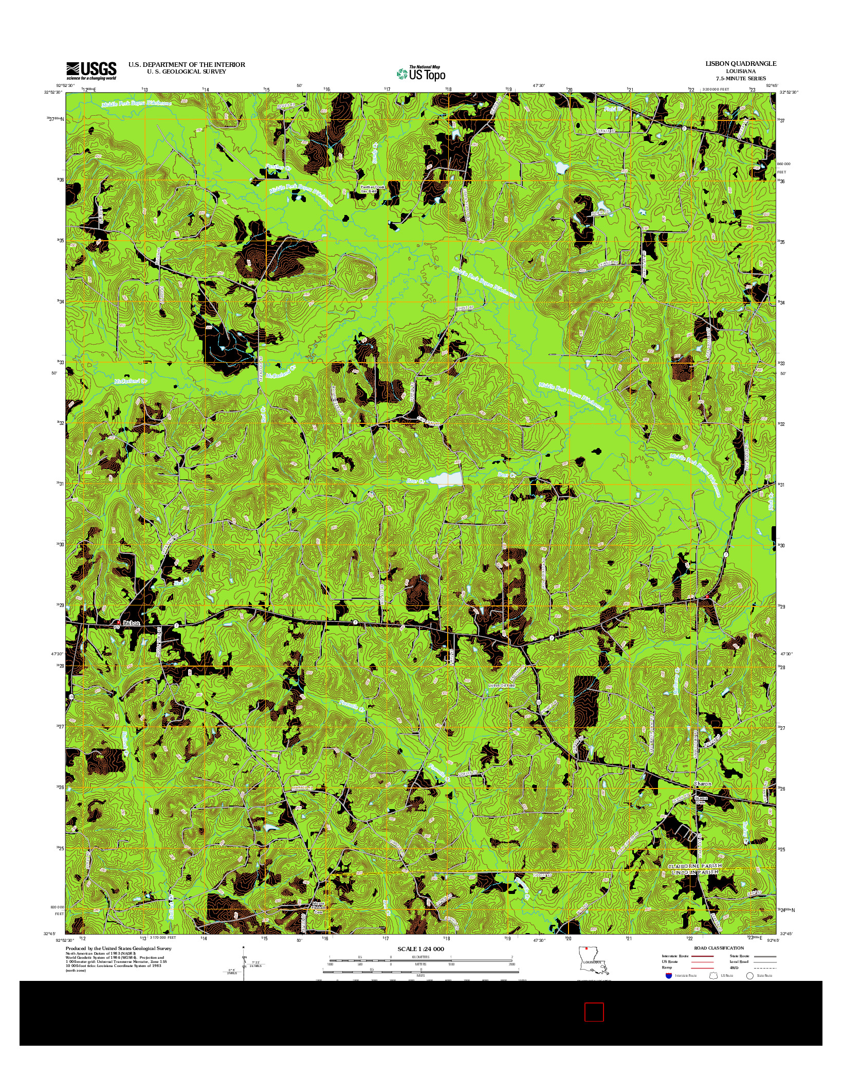 USGS US TOPO 7.5-MINUTE MAP FOR LISBON, LA 2012