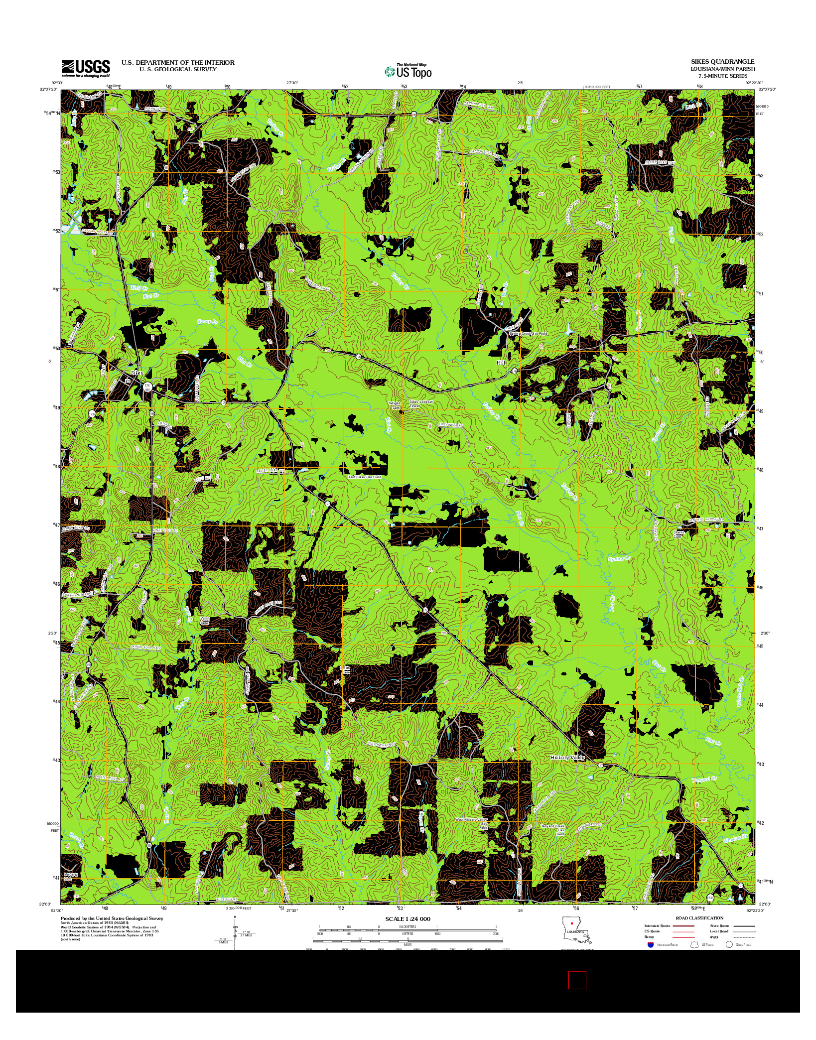 USGS US TOPO 7.5-MINUTE MAP FOR SIKES, LA 2012