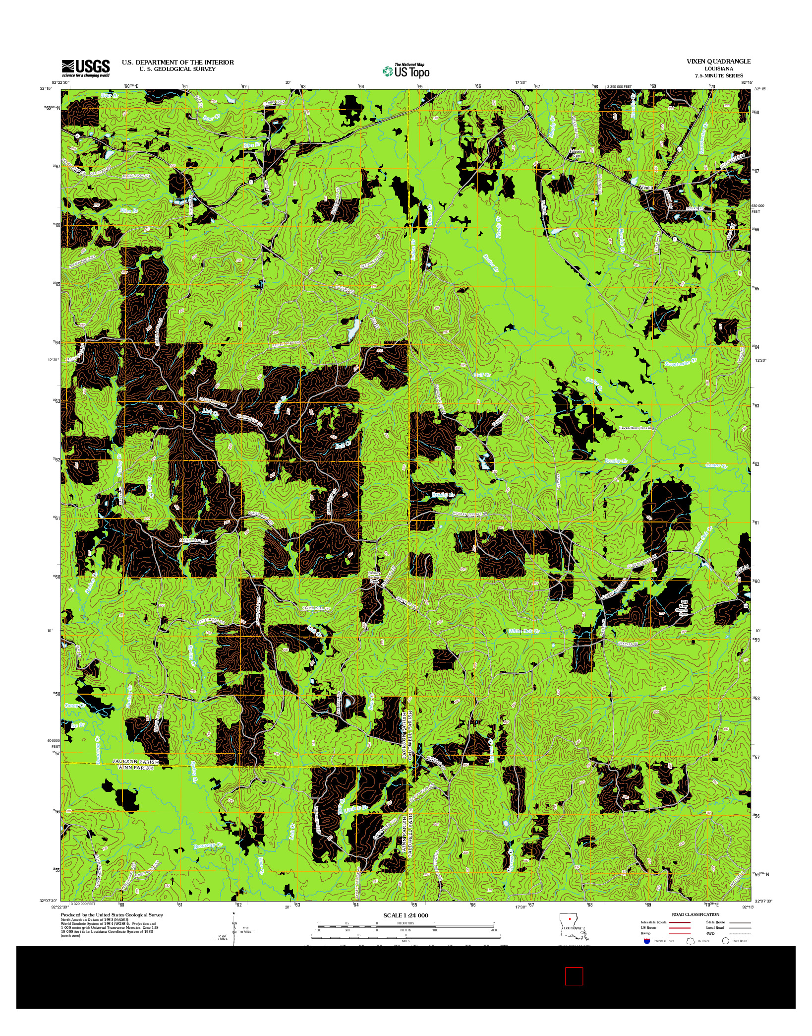 USGS US TOPO 7.5-MINUTE MAP FOR VIXEN, LA 2012