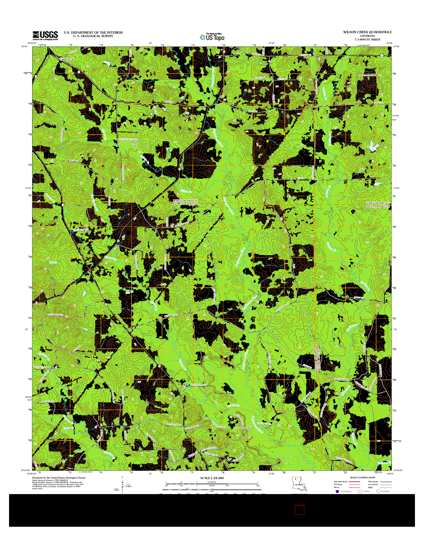 USGS US TOPO 7.5-MINUTE MAP FOR WILSON CREEK, LA 2012