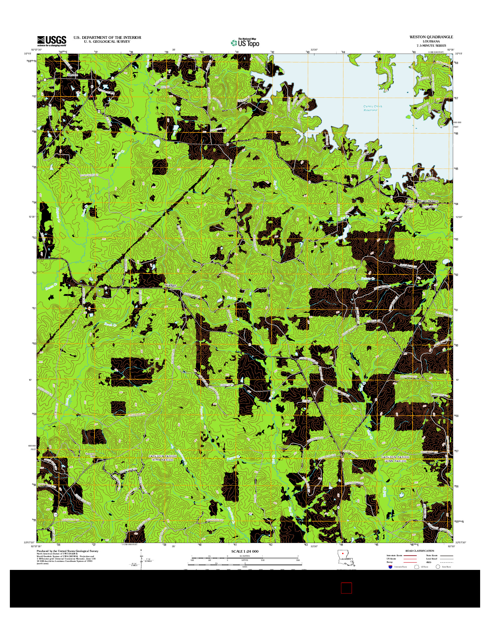 USGS US TOPO 7.5-MINUTE MAP FOR WESTON, LA 2012