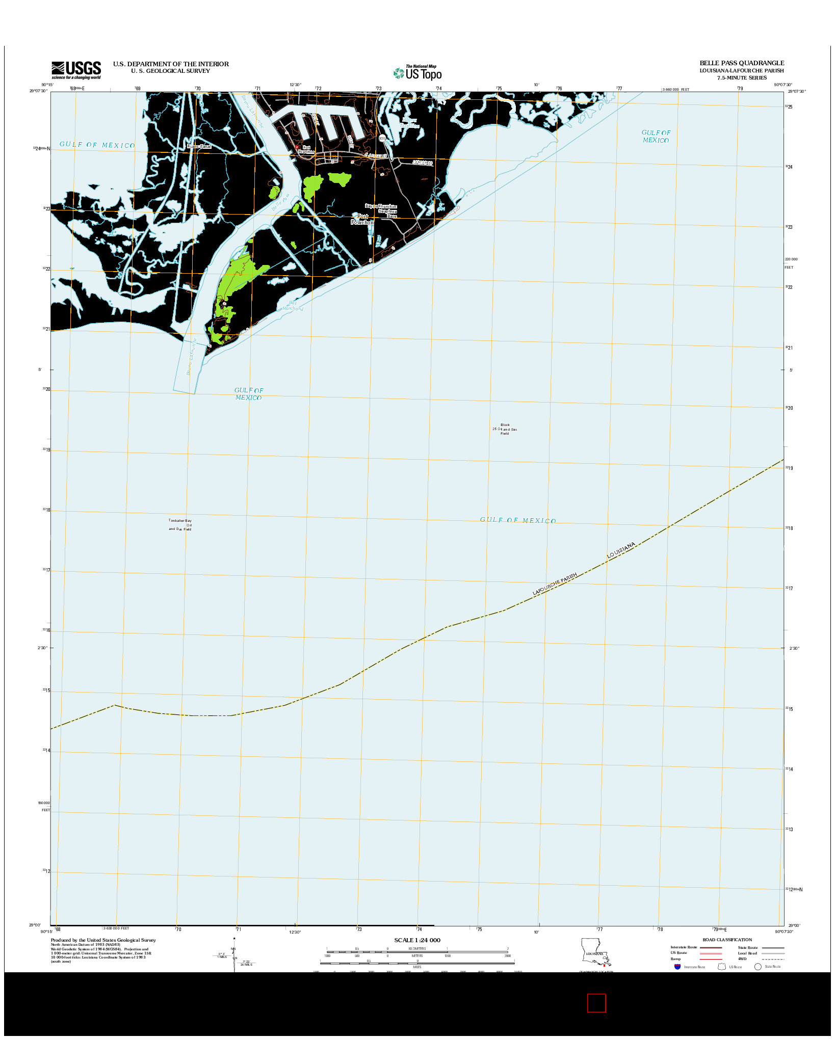 USGS US TOPO 7.5-MINUTE MAP FOR BELLE PASS, LA 2012