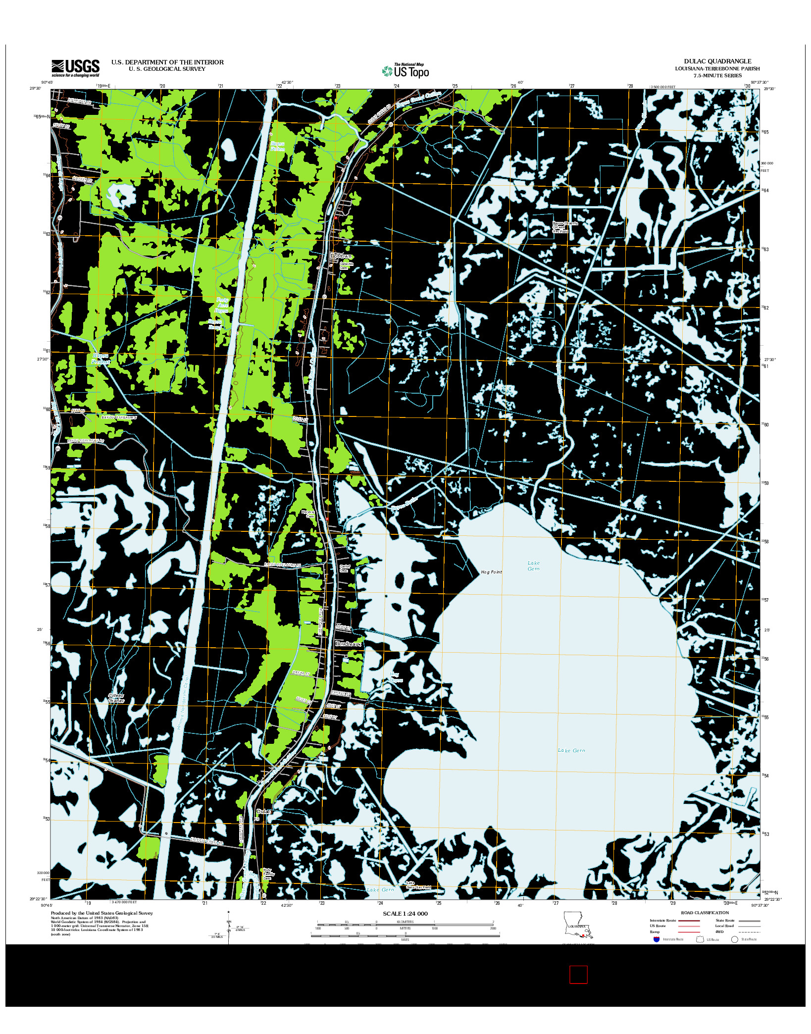 USGS US TOPO 7.5-MINUTE MAP FOR DULAC, LA 2012