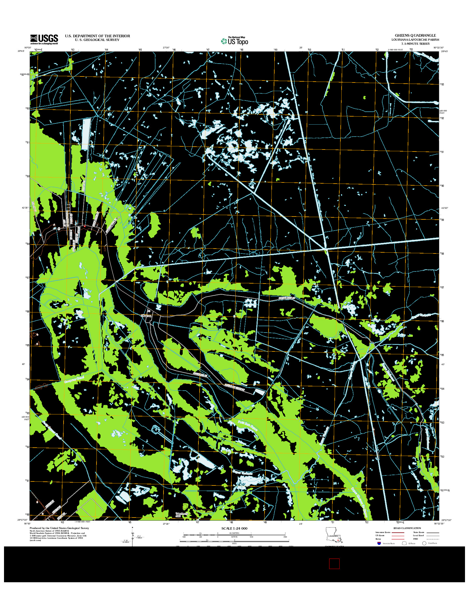 USGS US TOPO 7.5-MINUTE MAP FOR GHEENS, LA 2012