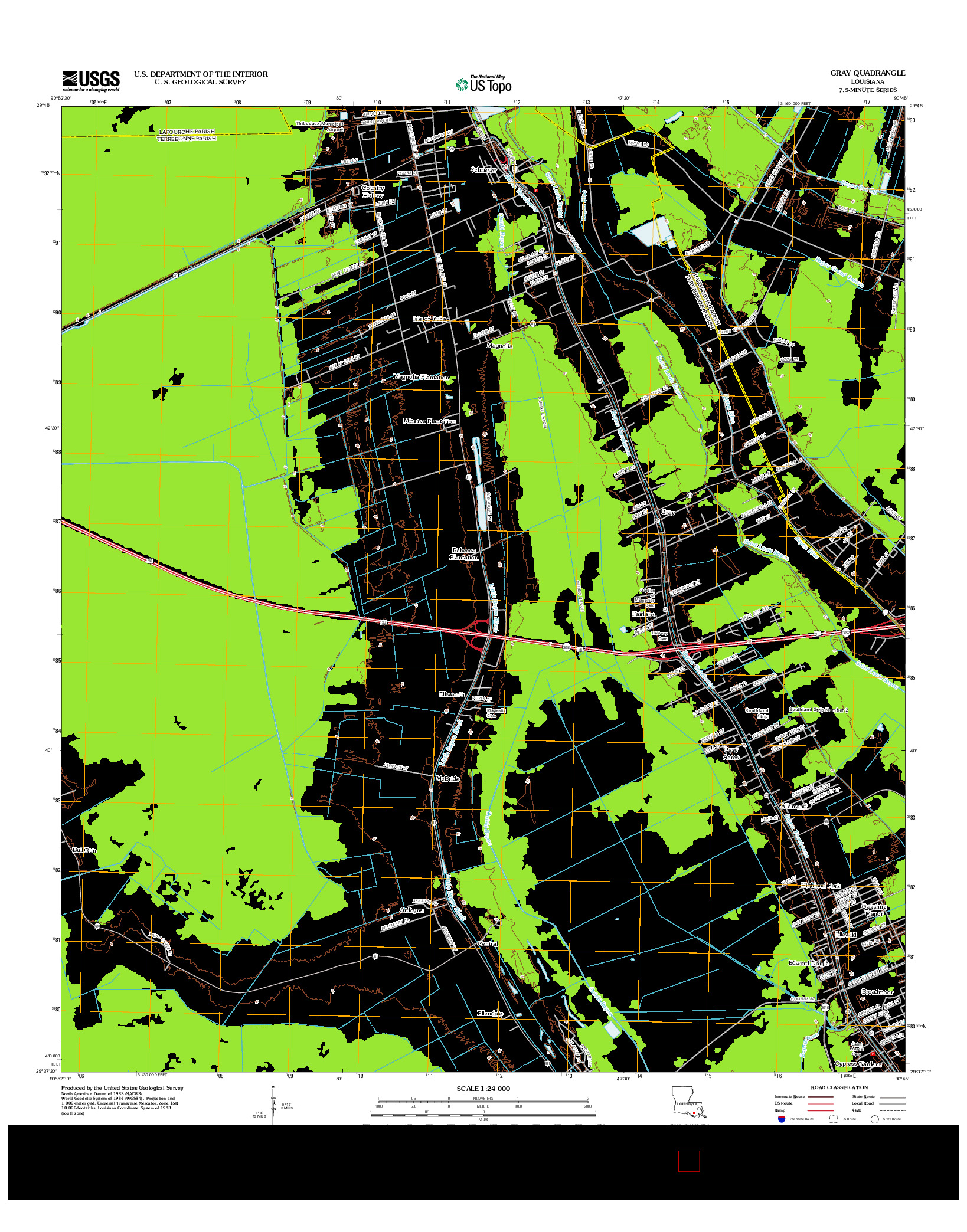 USGS US TOPO 7.5-MINUTE MAP FOR GRAY, LA 2012