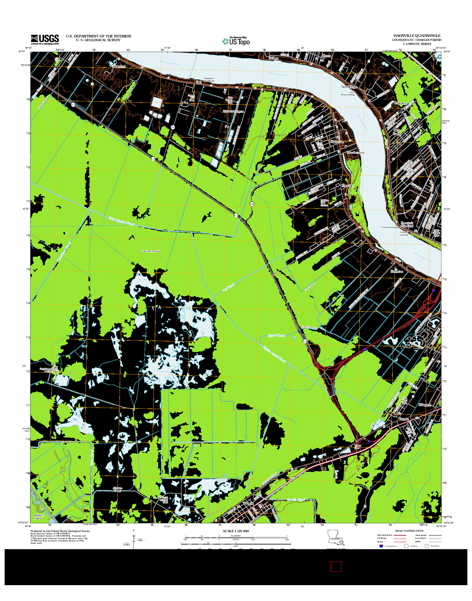 USGS US TOPO 7.5-MINUTE MAP FOR HAHNVILLE, LA 2012