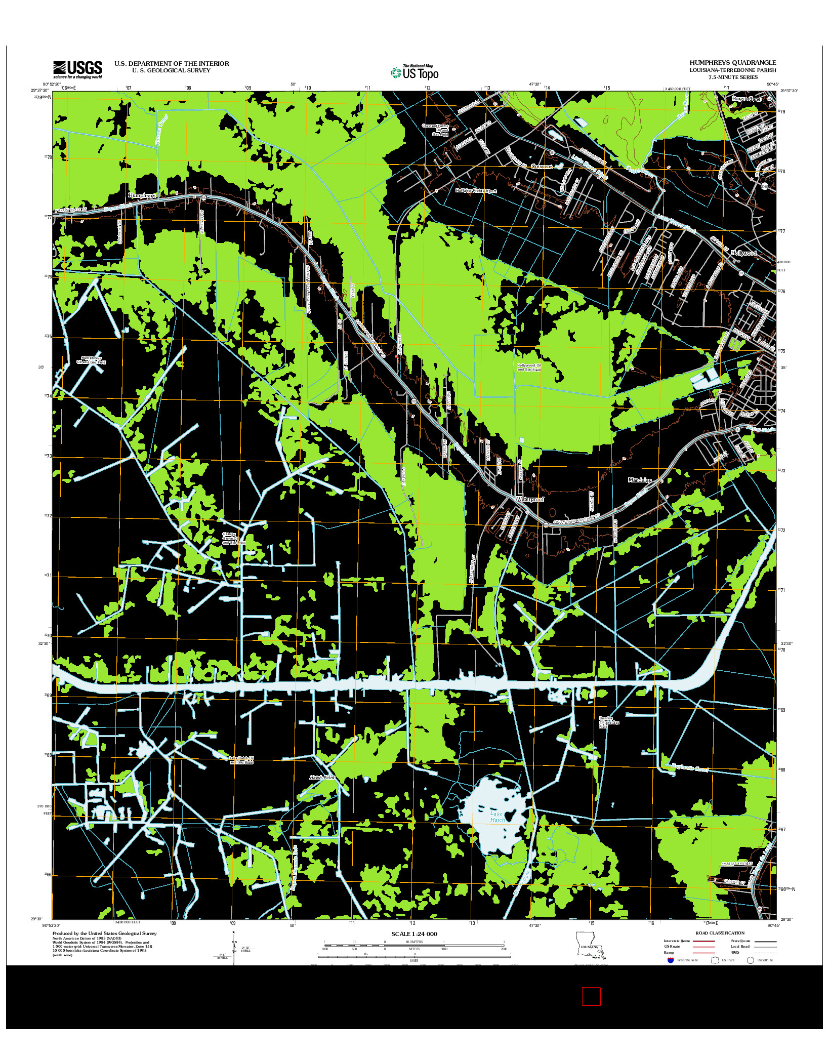 USGS US TOPO 7.5-MINUTE MAP FOR HUMPHREYS, LA 2012
