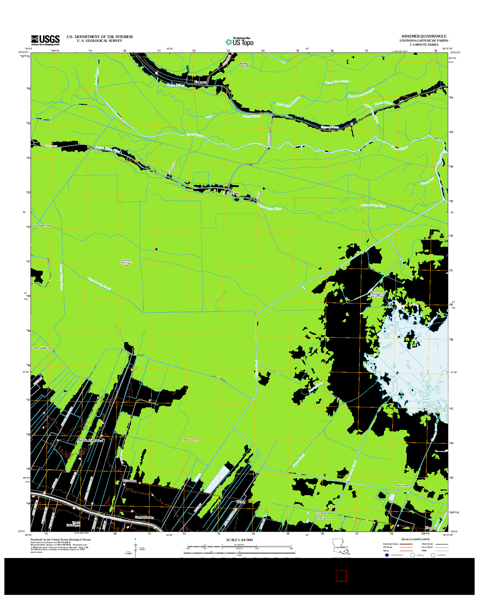 USGS US TOPO 7.5-MINUTE MAP FOR KRAEMER, LA 2012