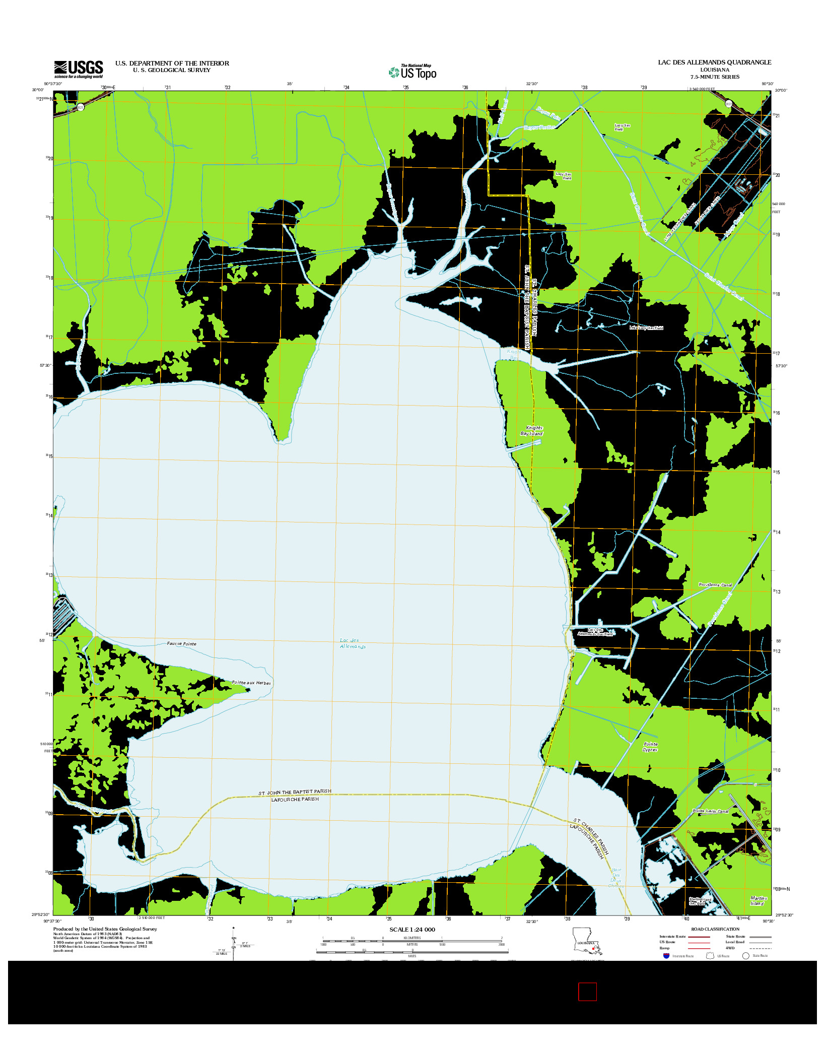 USGS US TOPO 7.5-MINUTE MAP FOR LAC DES ALLEMANDS, LA 2012