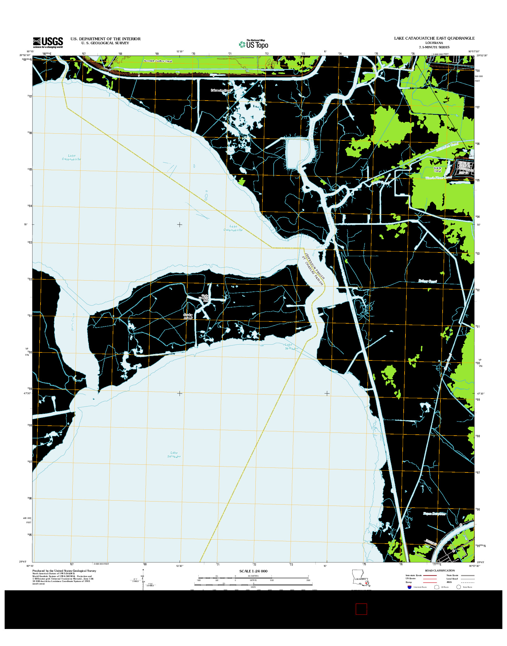 USGS US TOPO 7.5-MINUTE MAP FOR LAKE CATAOUATCHE EAST, LA 2012