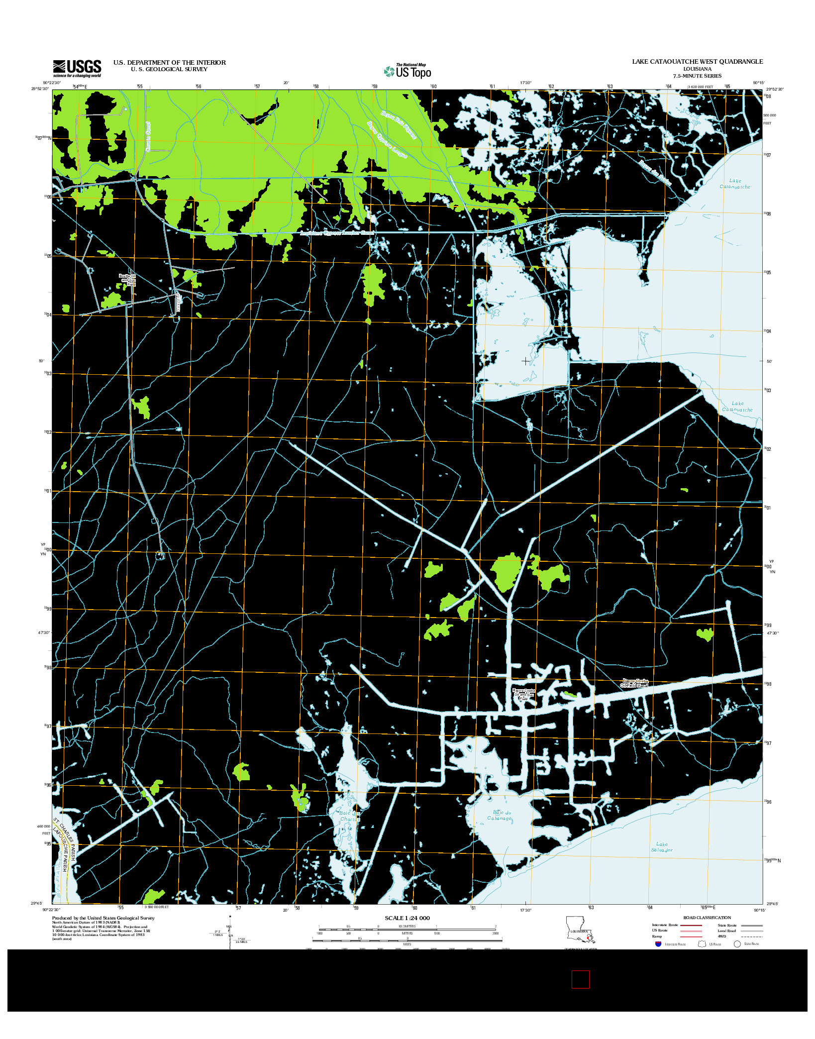 USGS US TOPO 7.5-MINUTE MAP FOR LAKE CATAOUATCHE WEST, LA 2012