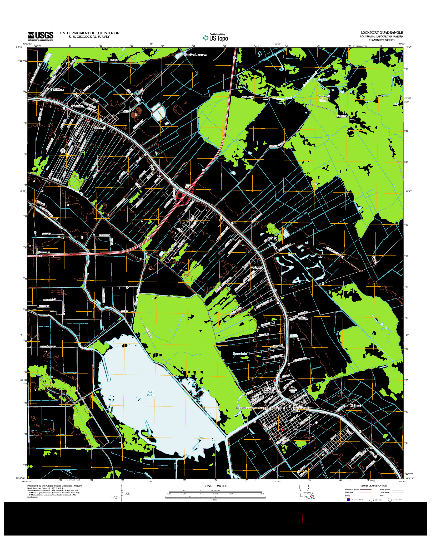 USGS US TOPO 7.5-MINUTE MAP FOR LOCKPORT, LA 2012