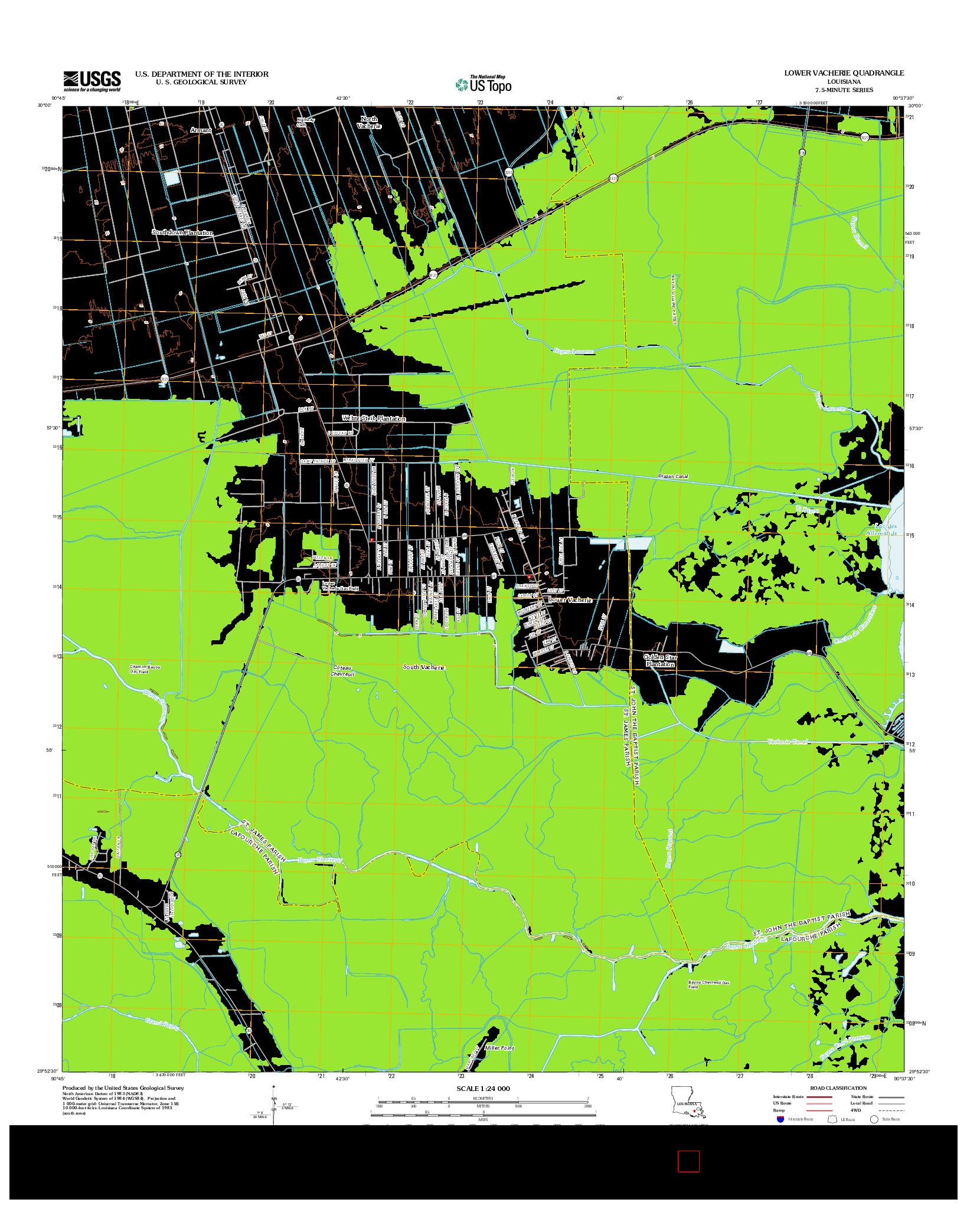 USGS US TOPO 7.5-MINUTE MAP FOR LOWER VACHERIE, LA 2012