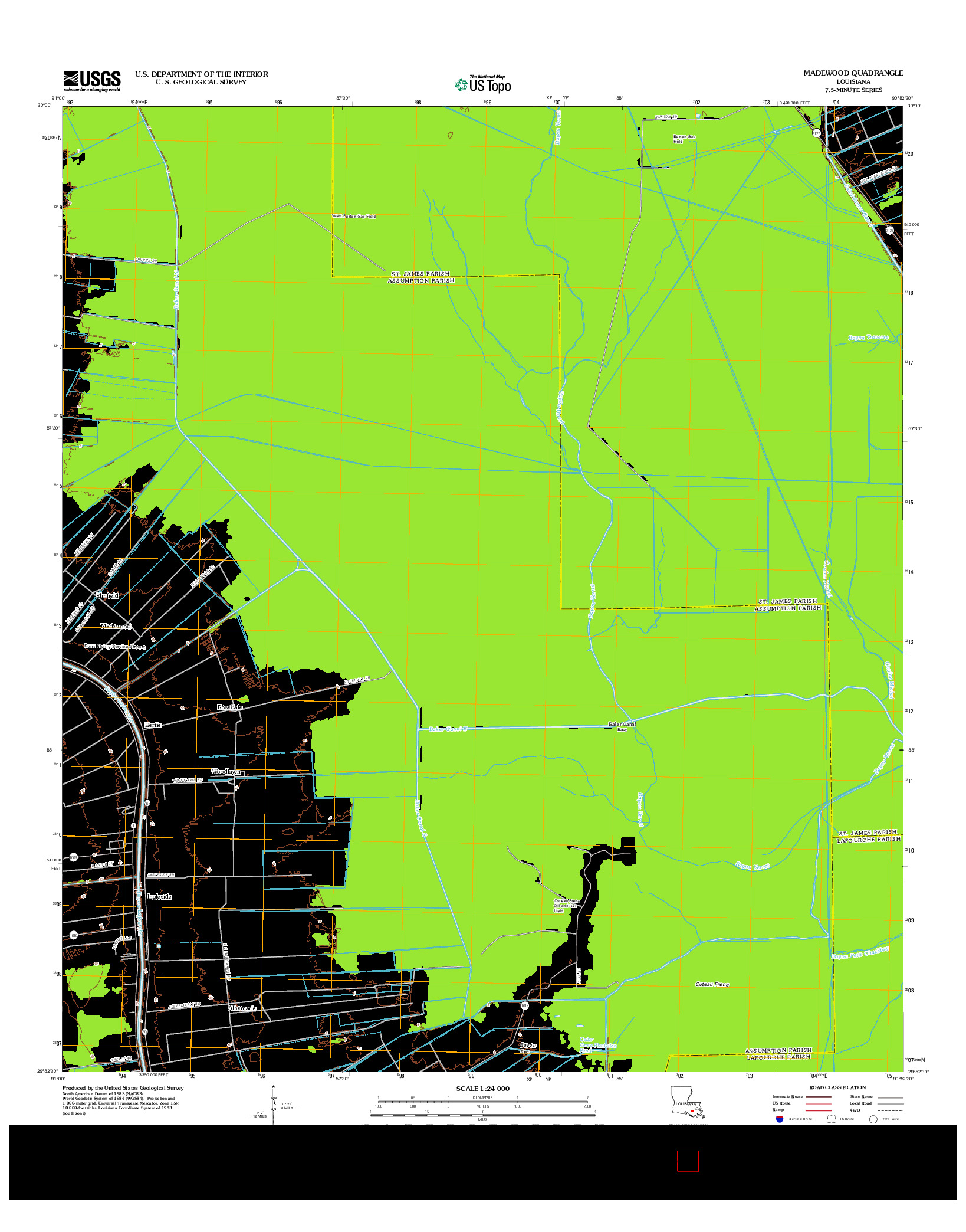 USGS US TOPO 7.5-MINUTE MAP FOR MADEWOOD, LA 2012