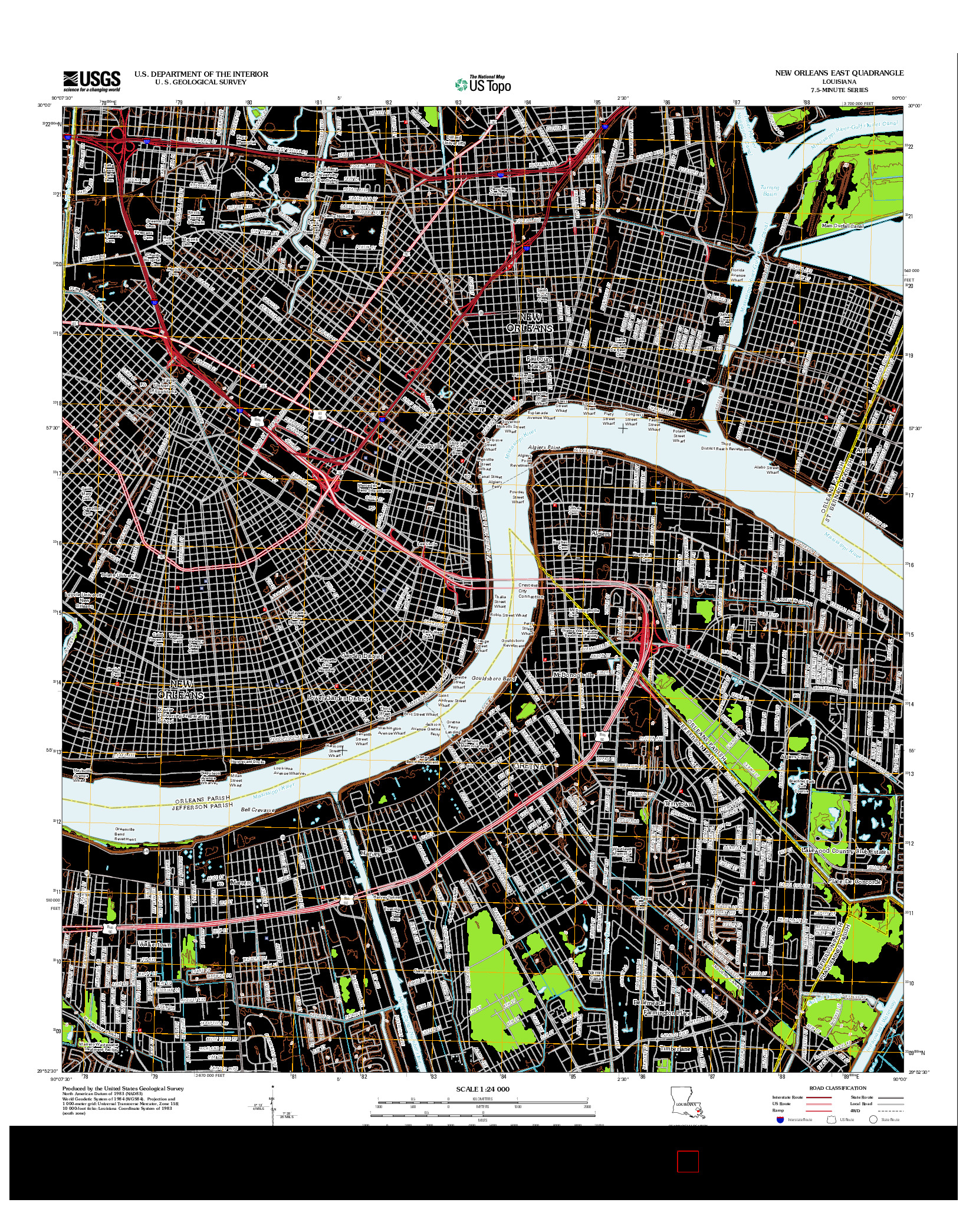 USGS US TOPO 7.5-MINUTE MAP FOR NEW ORLEANS EAST, LA 2012