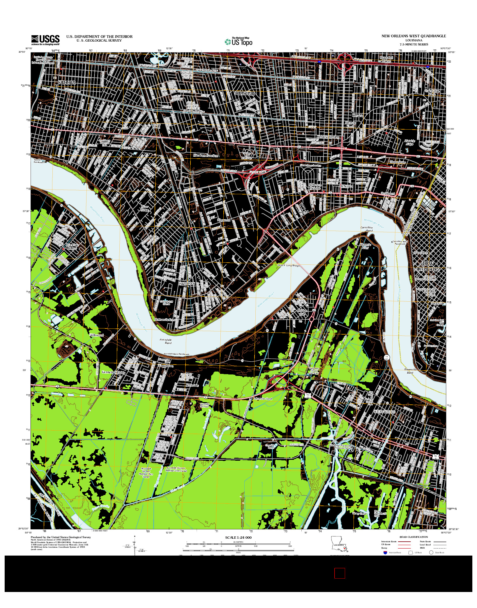 USGS US TOPO 7.5-MINUTE MAP FOR NEW ORLEANS WEST, LA 2012