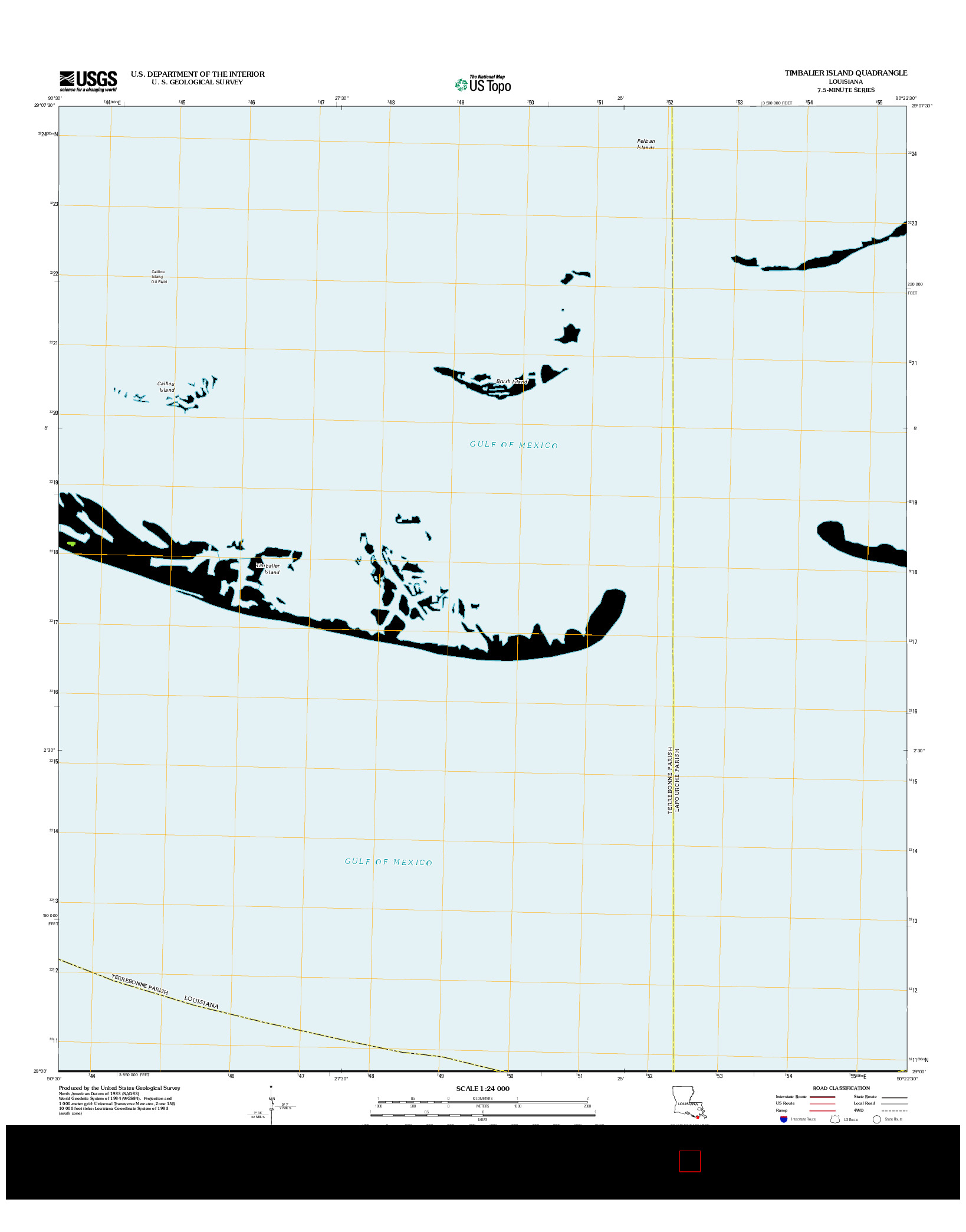 USGS US TOPO 7.5-MINUTE MAP FOR TIMBALIER ISLAND, LA 2012