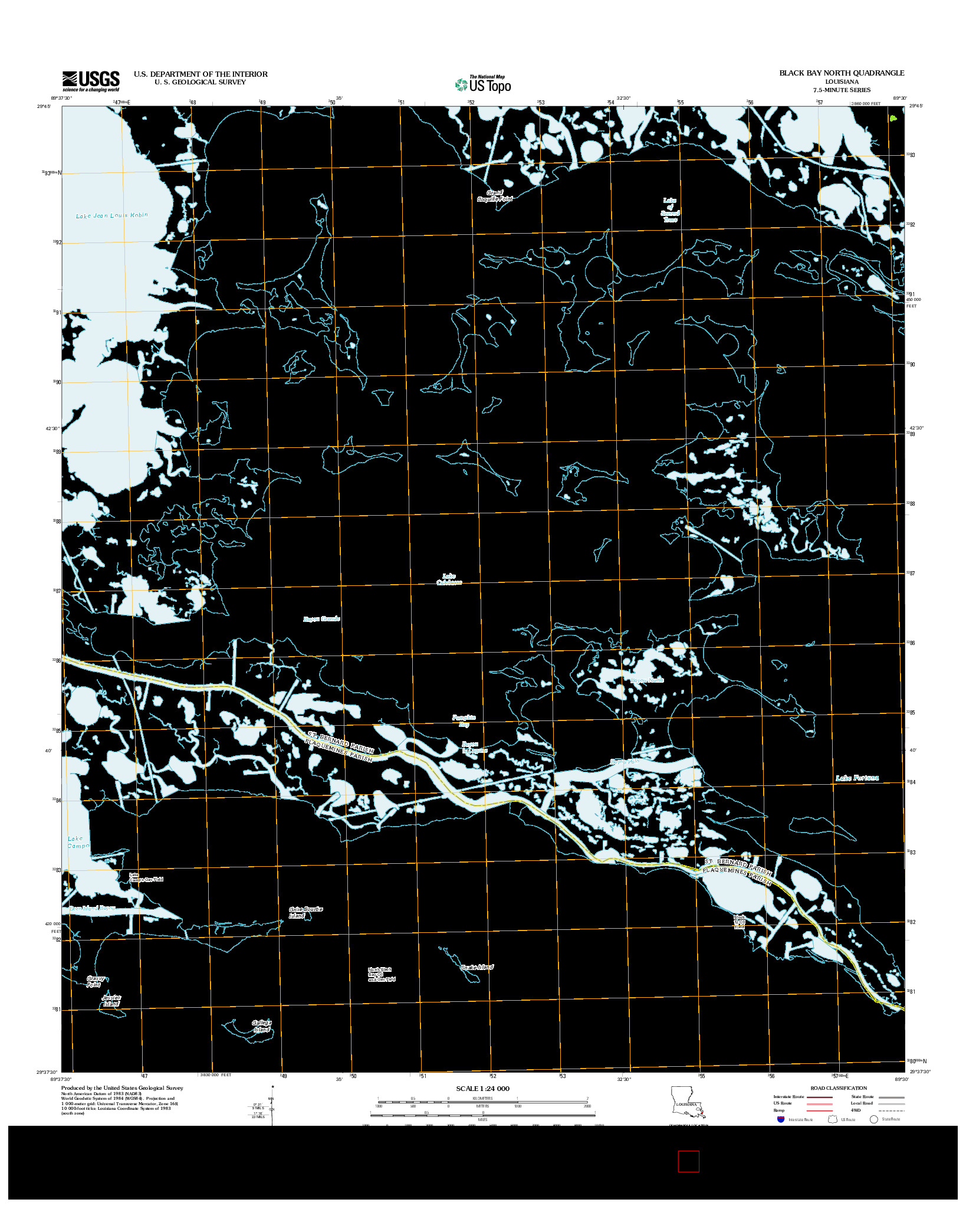 USGS US TOPO 7.5-MINUTE MAP FOR BLACK BAY NORTH, LA 2012