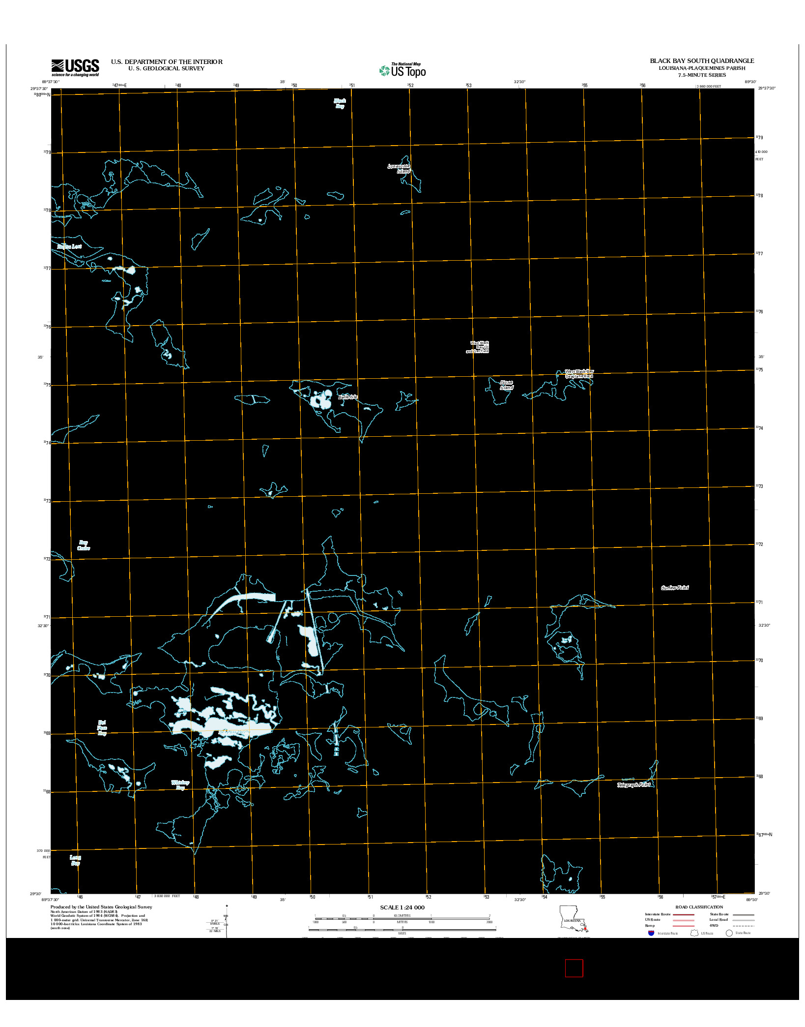 USGS US TOPO 7.5-MINUTE MAP FOR BLACK BAY SOUTH, LA 2012