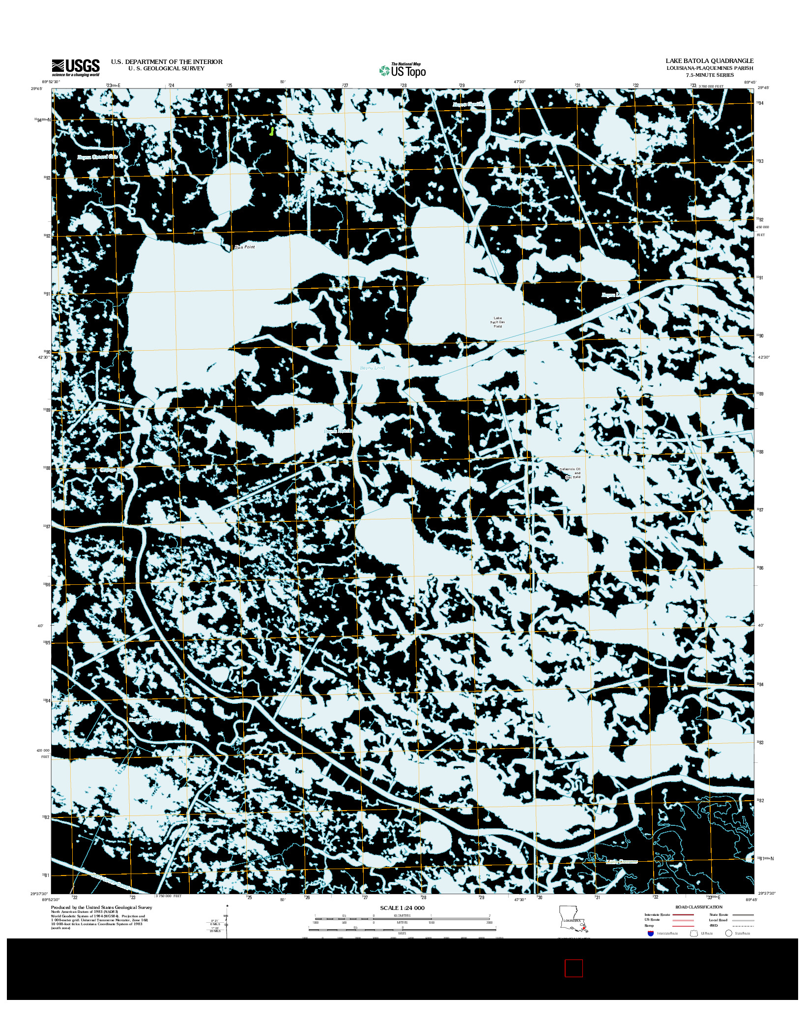 USGS US TOPO 7.5-MINUTE MAP FOR LAKE BATOLA, LA 2012