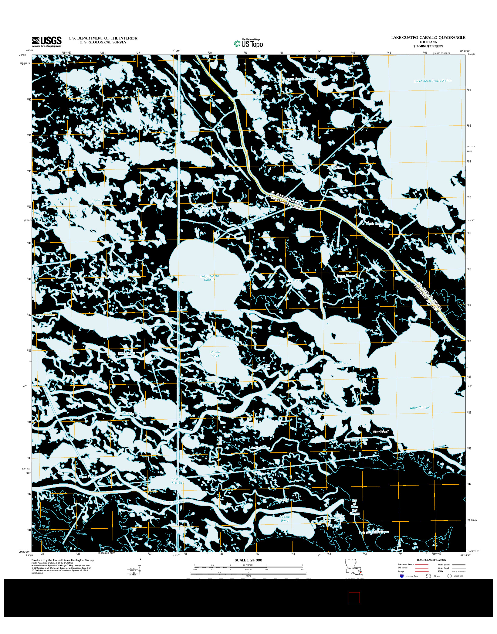 USGS US TOPO 7.5-MINUTE MAP FOR LAKE CUATRO CABALLO, LA 2012