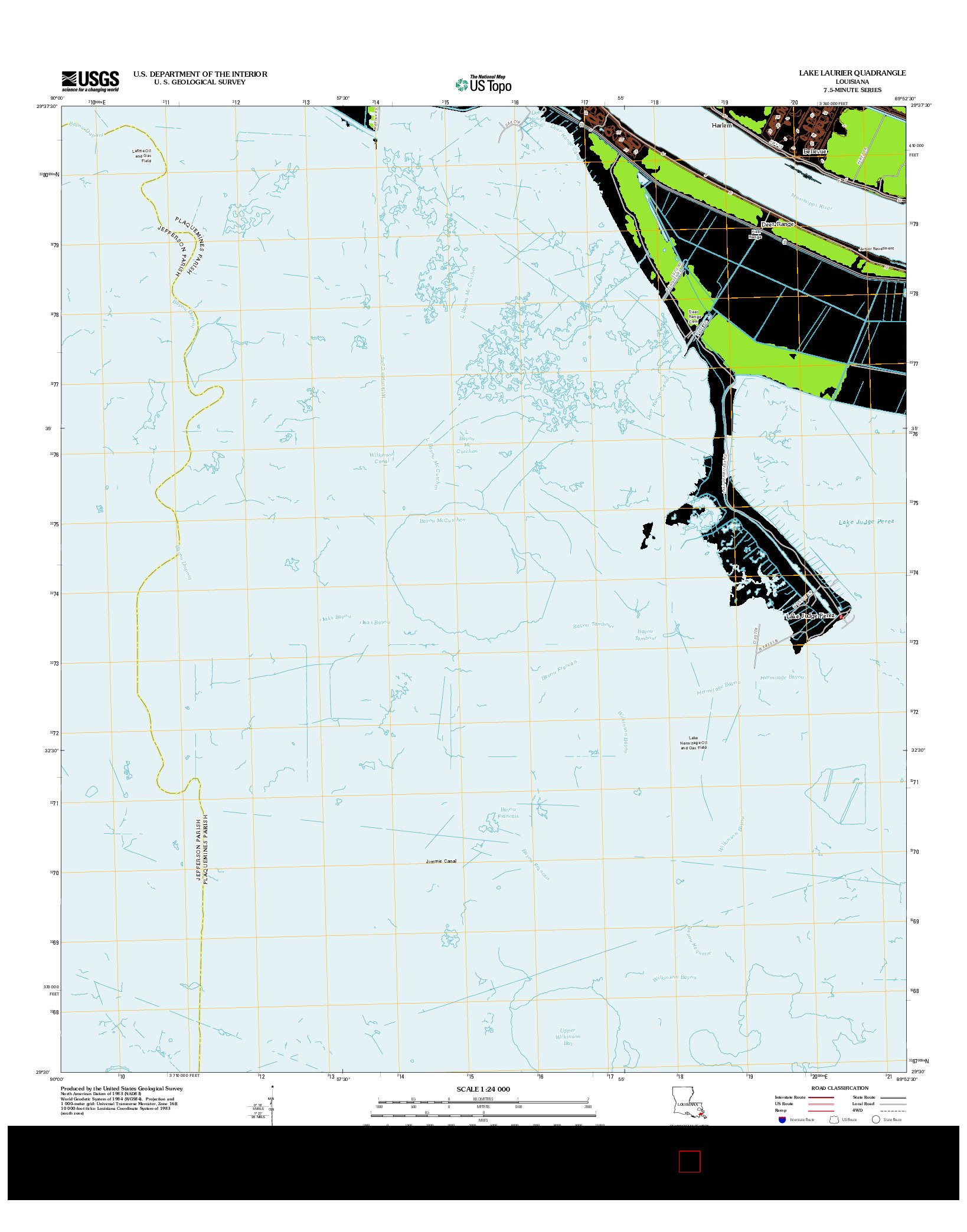 USGS US TOPO 7.5-MINUTE MAP FOR LAKE LAURIER, LA 2012