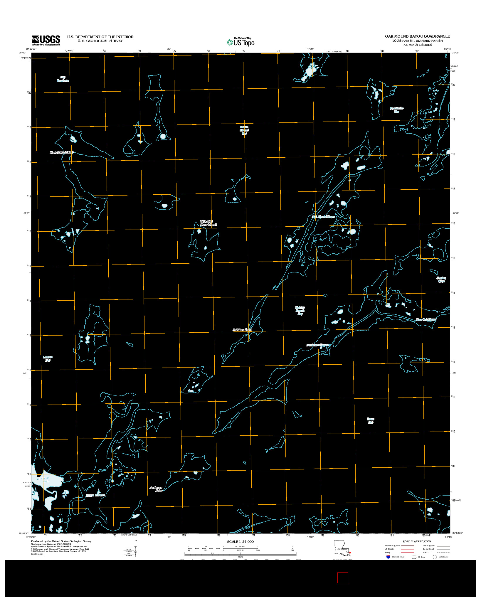 USGS US TOPO 7.5-MINUTE MAP FOR OAK MOUND BAYOU, LA 2012