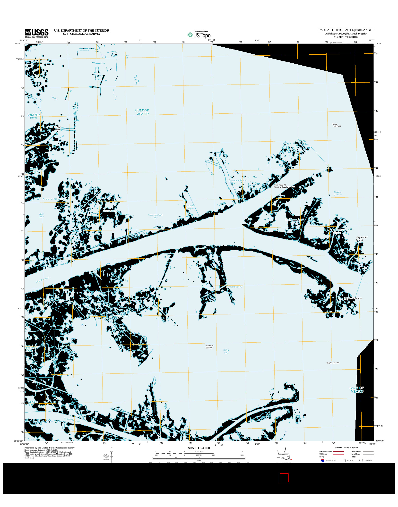 USGS US TOPO 7.5-MINUTE MAP FOR PASS A LOUTRE EAST, LA 2012