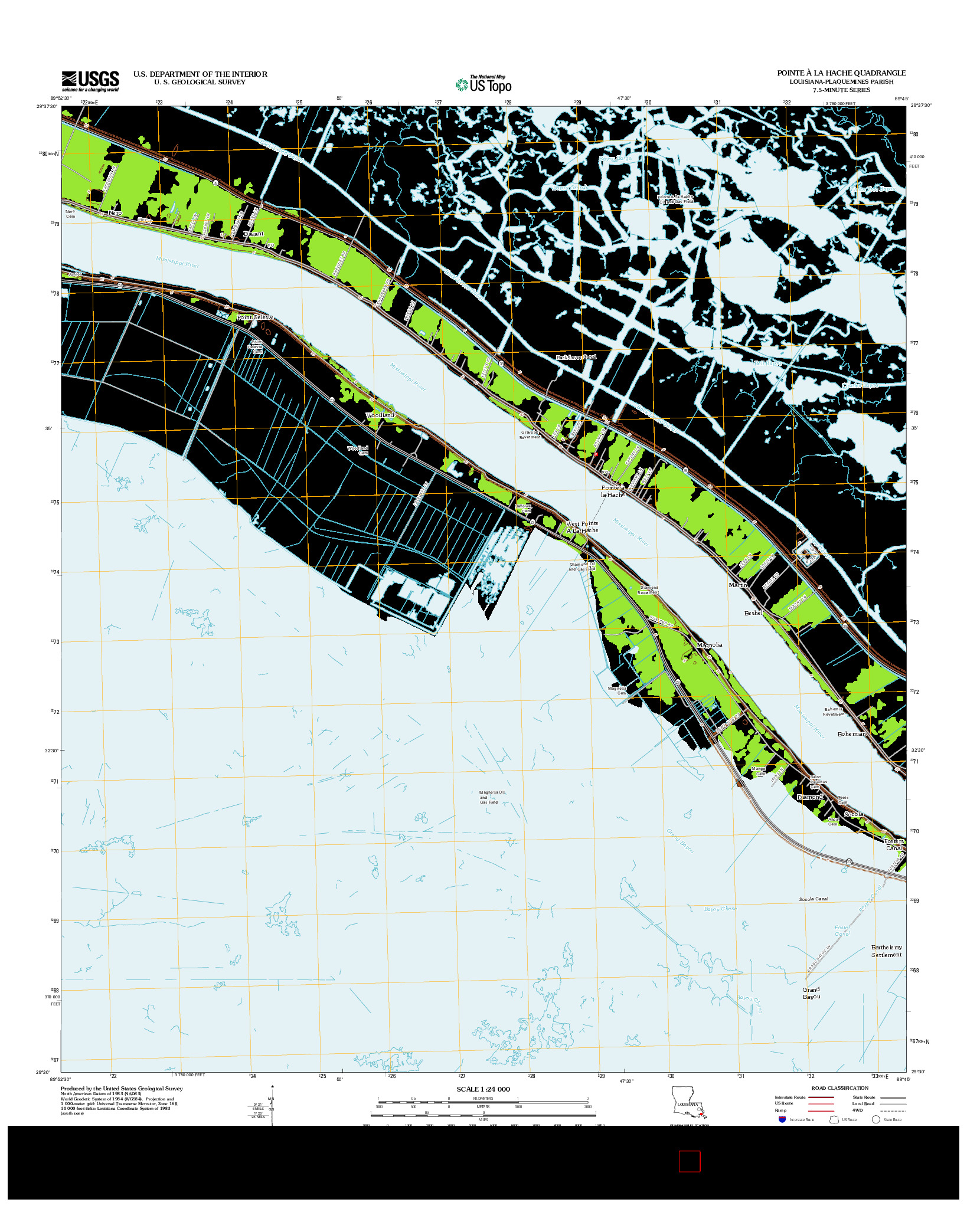 USGS US TOPO 7.5-MINUTE MAP FOR POINTE à LA HACHE, LA 2012