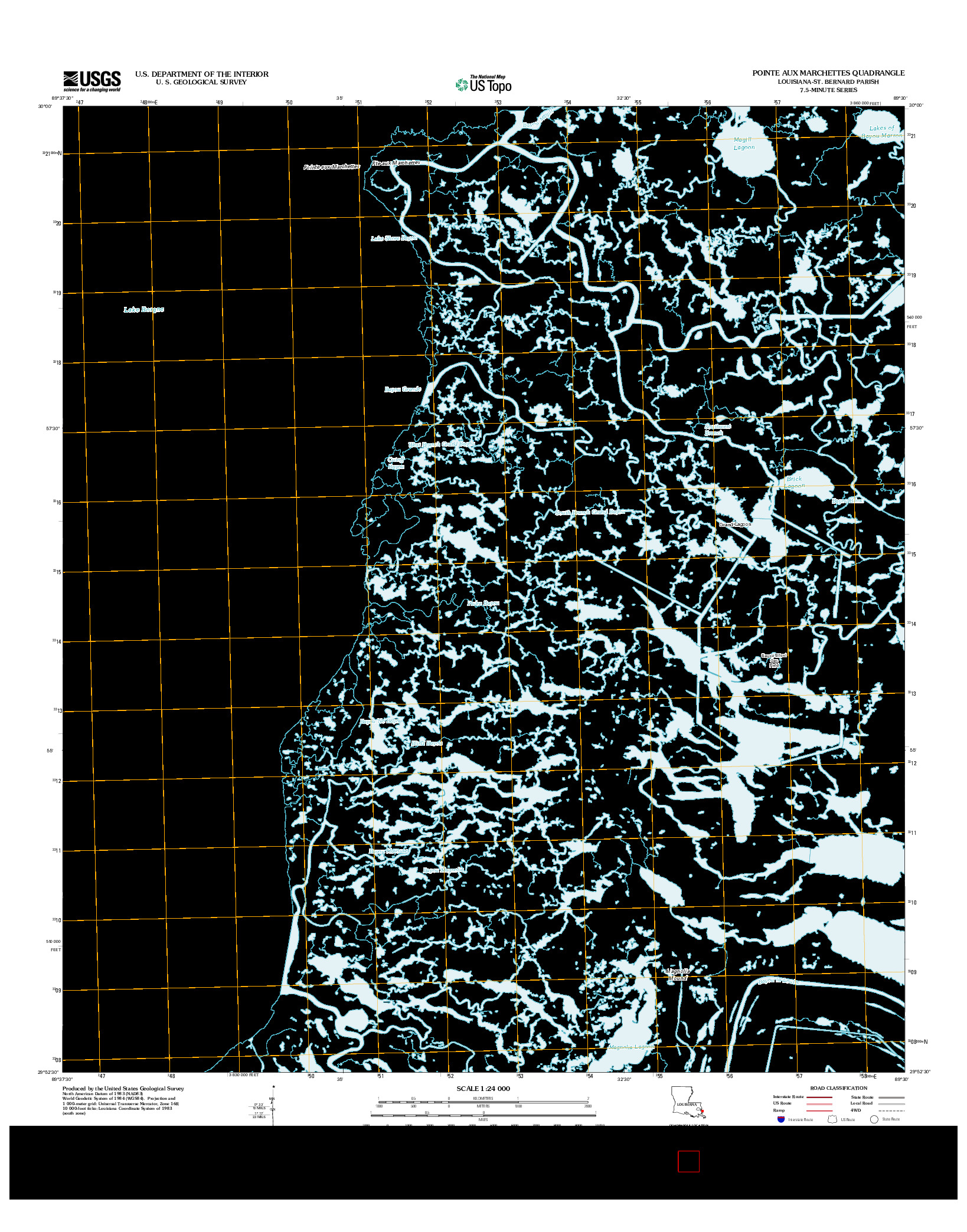 USGS US TOPO 7.5-MINUTE MAP FOR POINTE AUX MARCHETTES, LA 2012