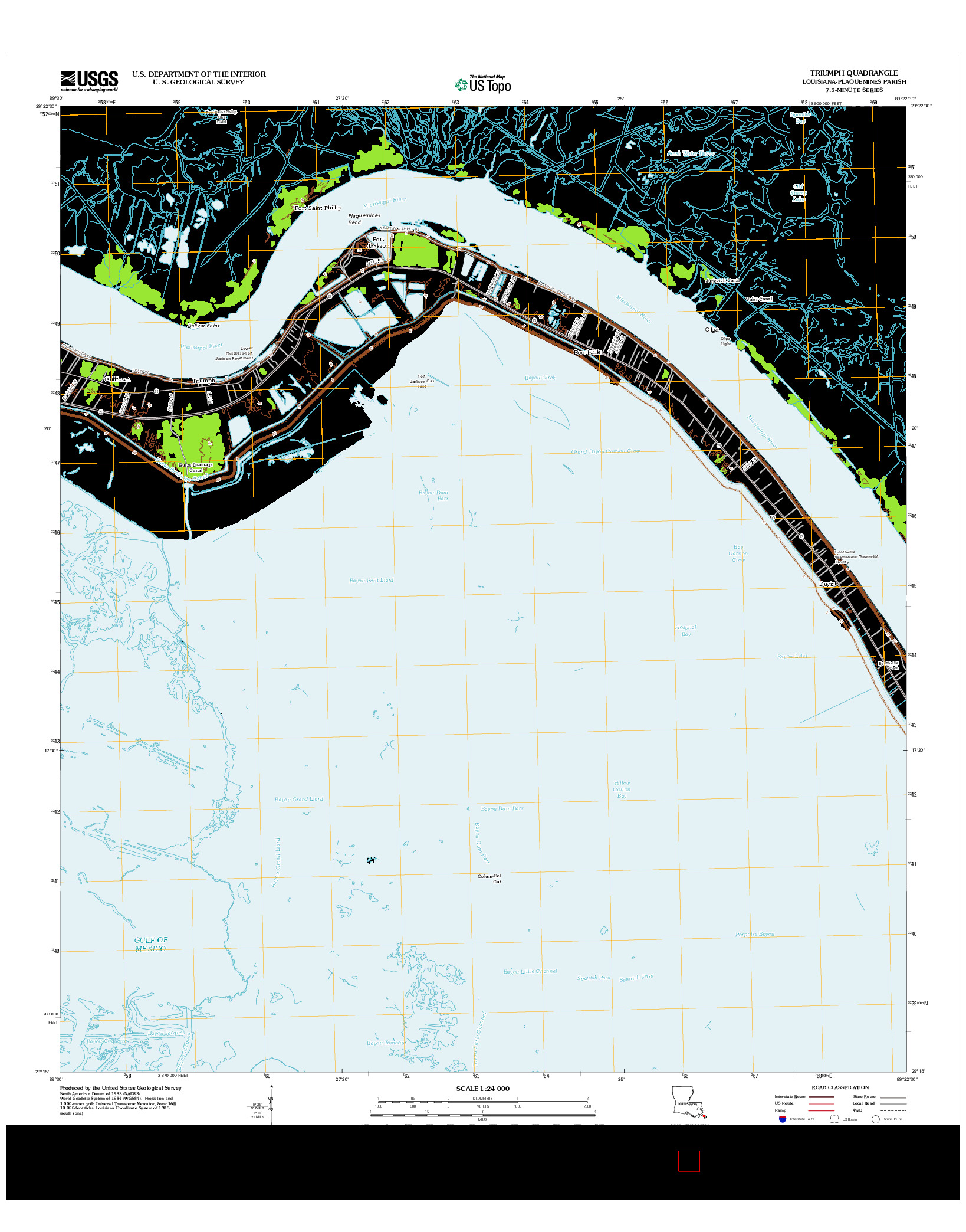 USGS US TOPO 7.5-MINUTE MAP FOR TRIUMPH, LA 2012
