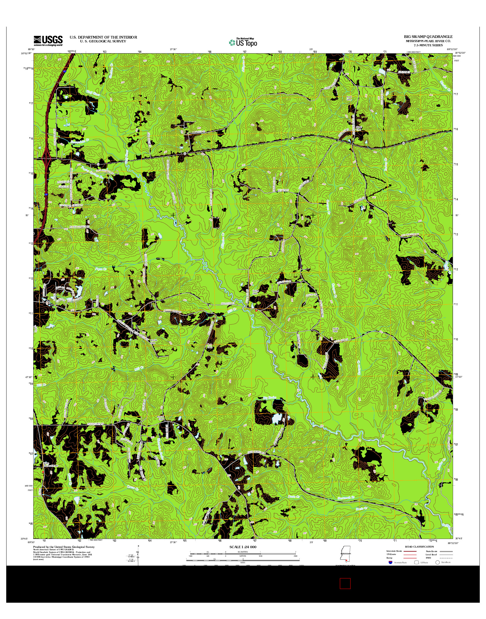 USGS US TOPO 7.5-MINUTE MAP FOR BIG SWAMP, MS 2012