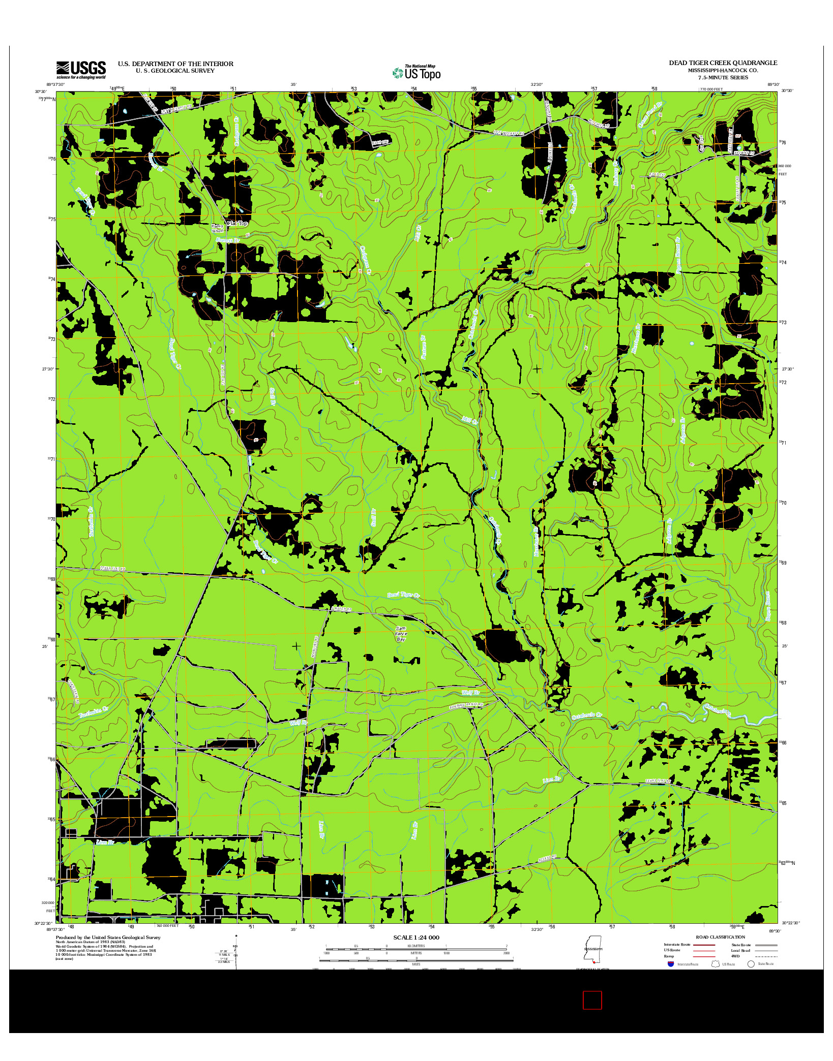 USGS US TOPO 7.5-MINUTE MAP FOR DEAD TIGER CREEK, MS 2012