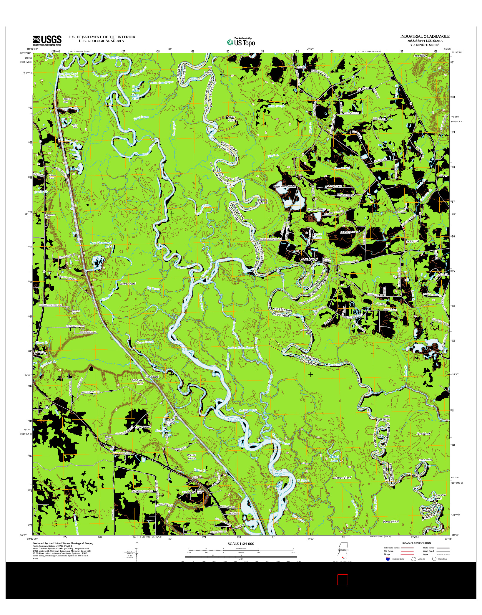 USGS US TOPO 7.5-MINUTE MAP FOR INDUSTRIAL, MS-LA 2012