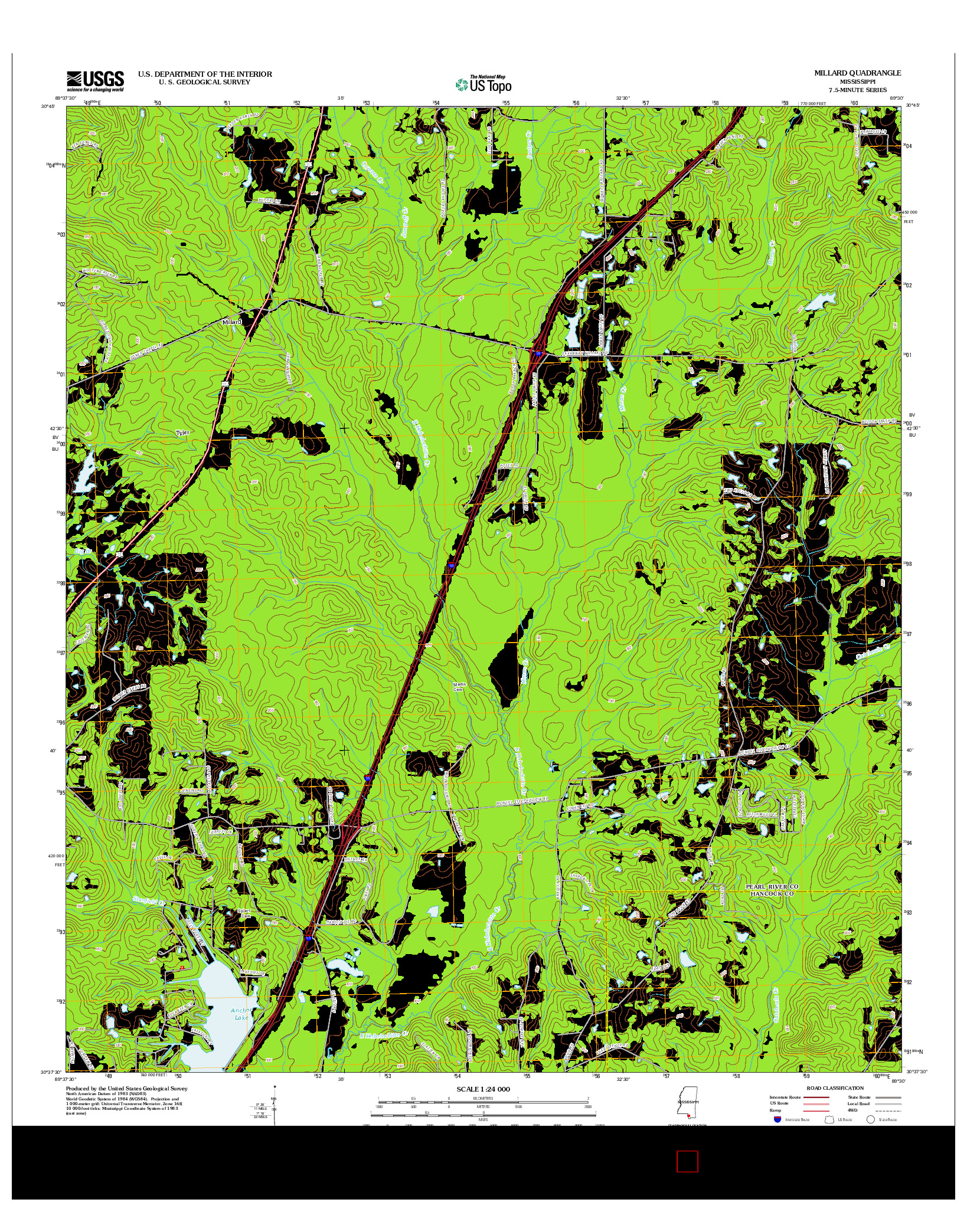 USGS US TOPO 7.5-MINUTE MAP FOR MILLARD, MS 2012
