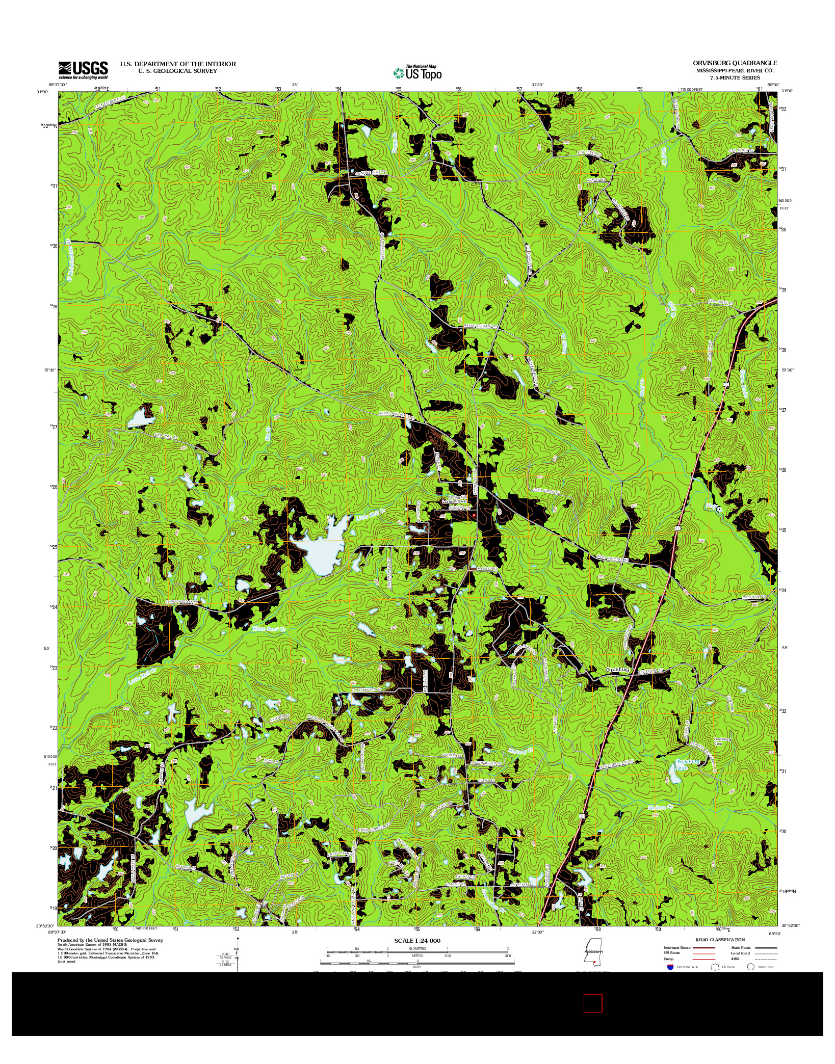 USGS US TOPO 7.5-MINUTE MAP FOR ORVISBURG, MS 2012