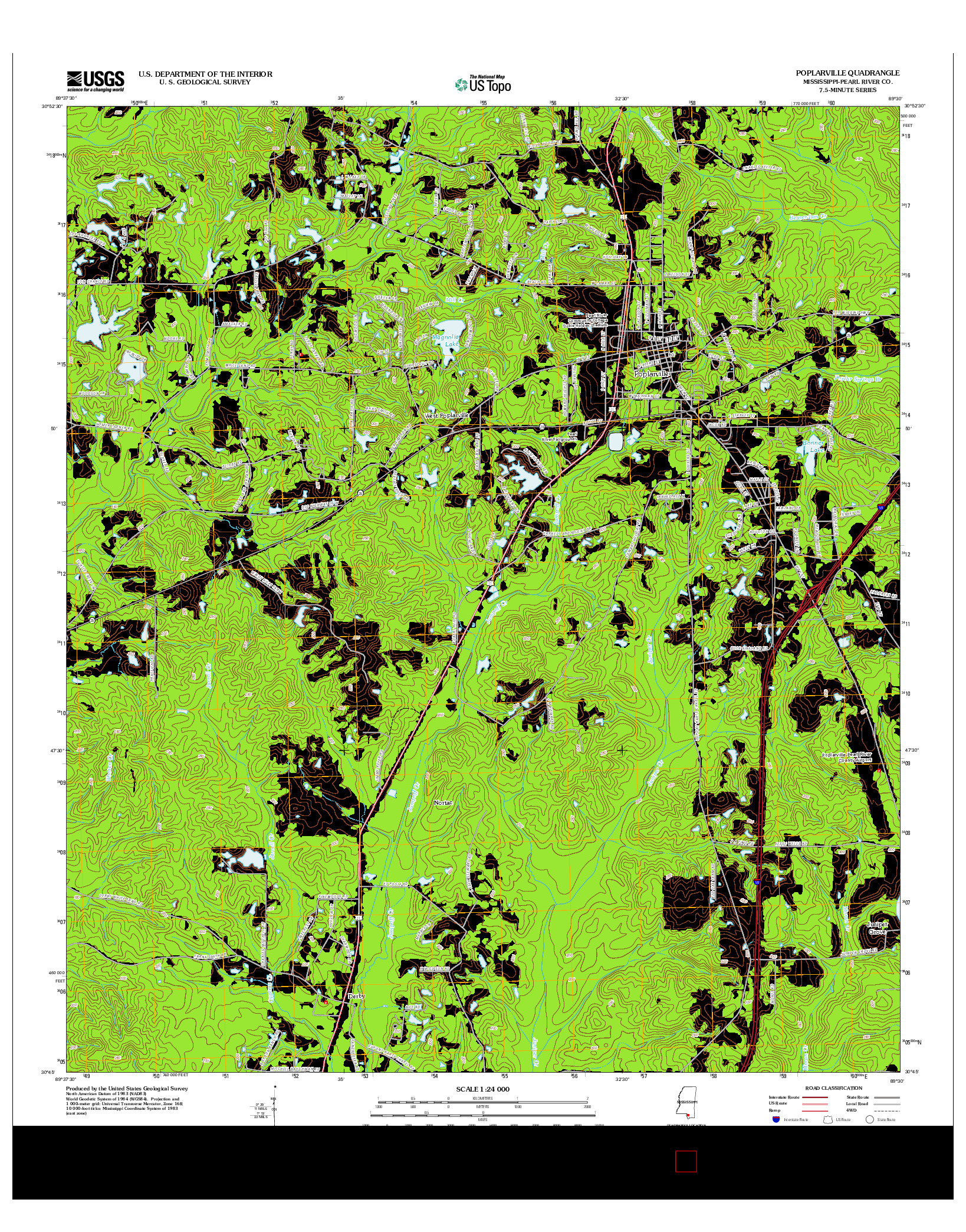 USGS US TOPO 7.5-MINUTE MAP FOR POPLARVILLE, MS 2012