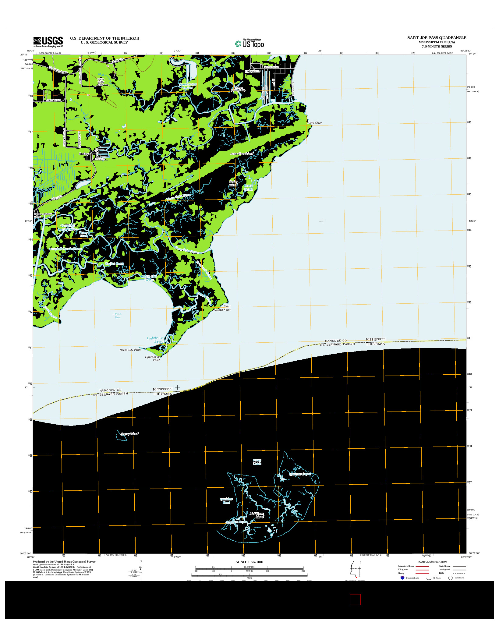 USGS US TOPO 7.5-MINUTE MAP FOR SAINT JOE PASS, MS-LA 2012