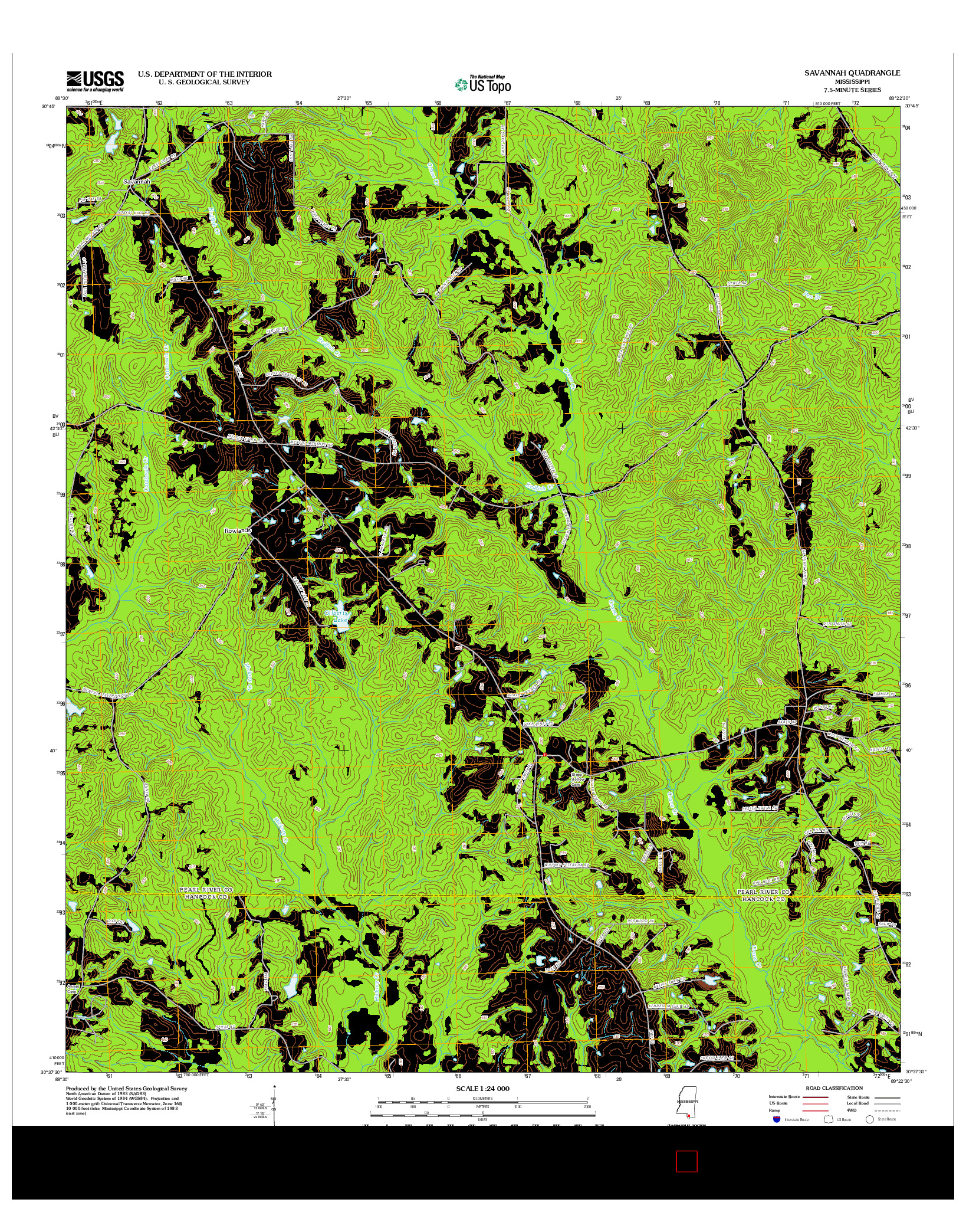 USGS US TOPO 7.5-MINUTE MAP FOR SAVANNAH, MS 2012