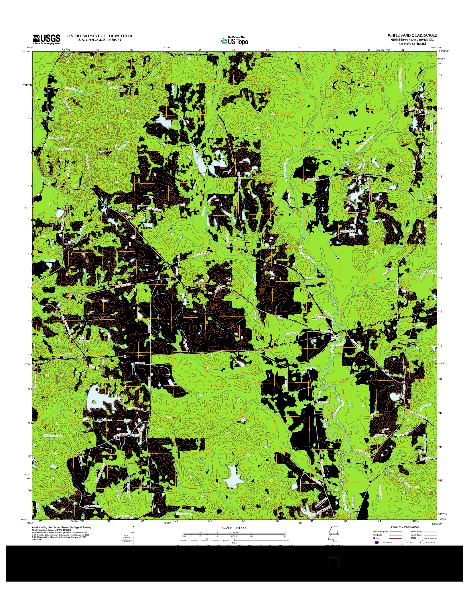 USGS US TOPO 7.5-MINUTE MAP FOR WHITE SAND, MS 2012