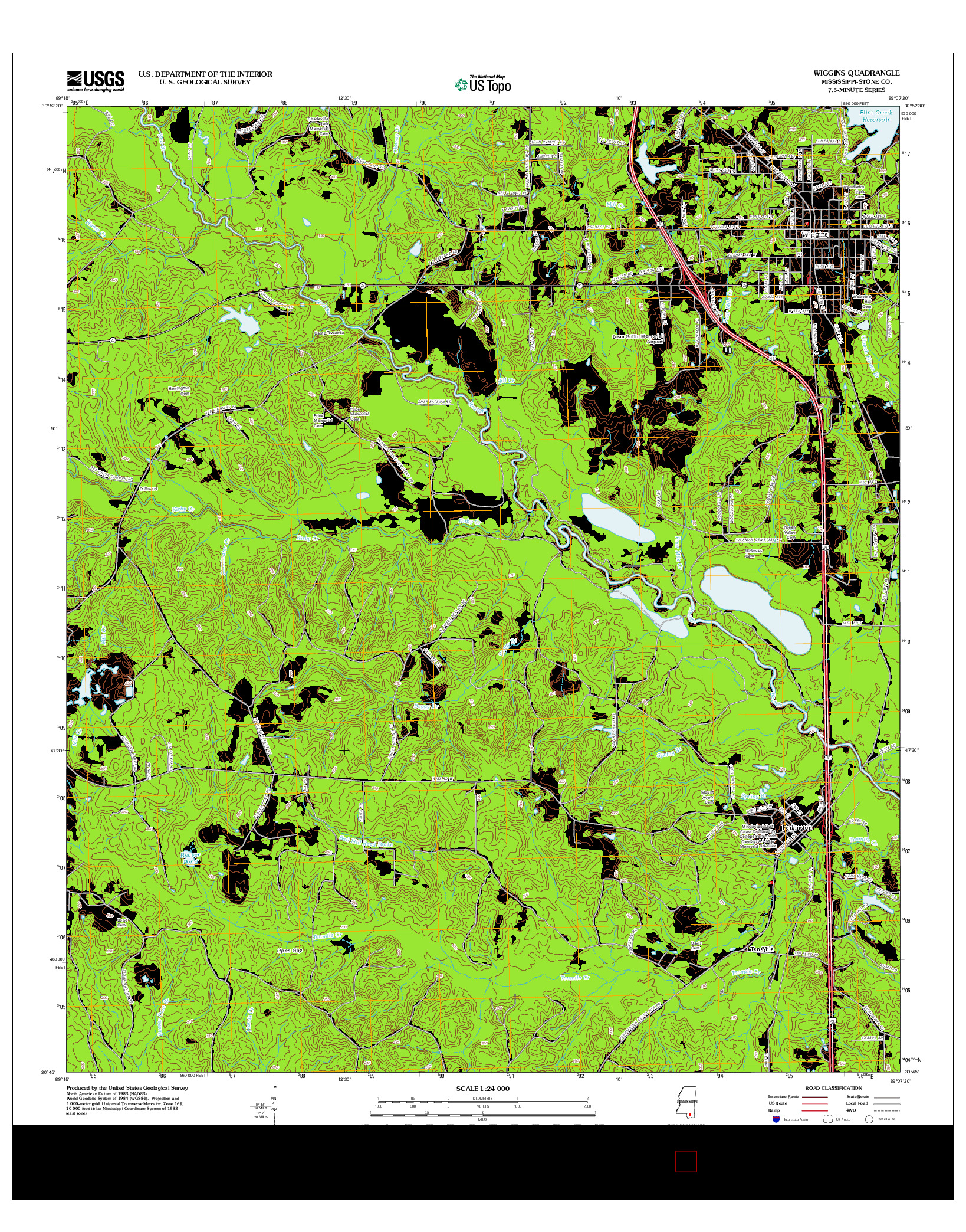USGS US TOPO 7.5-MINUTE MAP FOR WIGGINS, MS 2012
