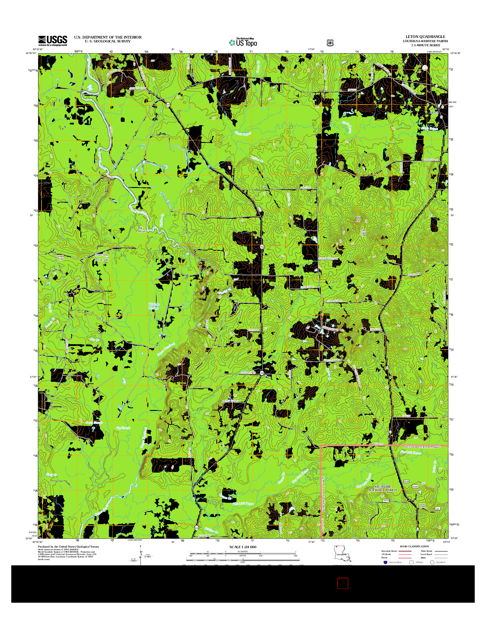 USGS US TOPO 7.5-MINUTE MAP FOR LETON, LA 2012