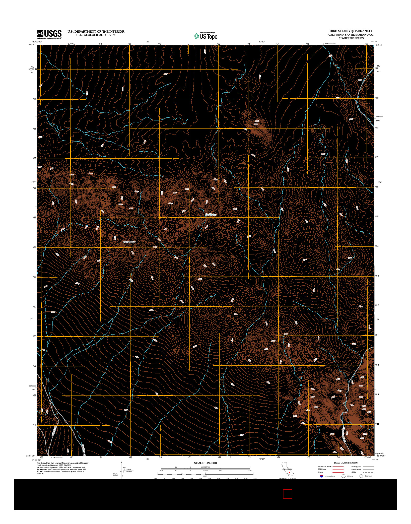 USGS US TOPO 7.5-MINUTE MAP FOR BIRD SPRING, CA 2012