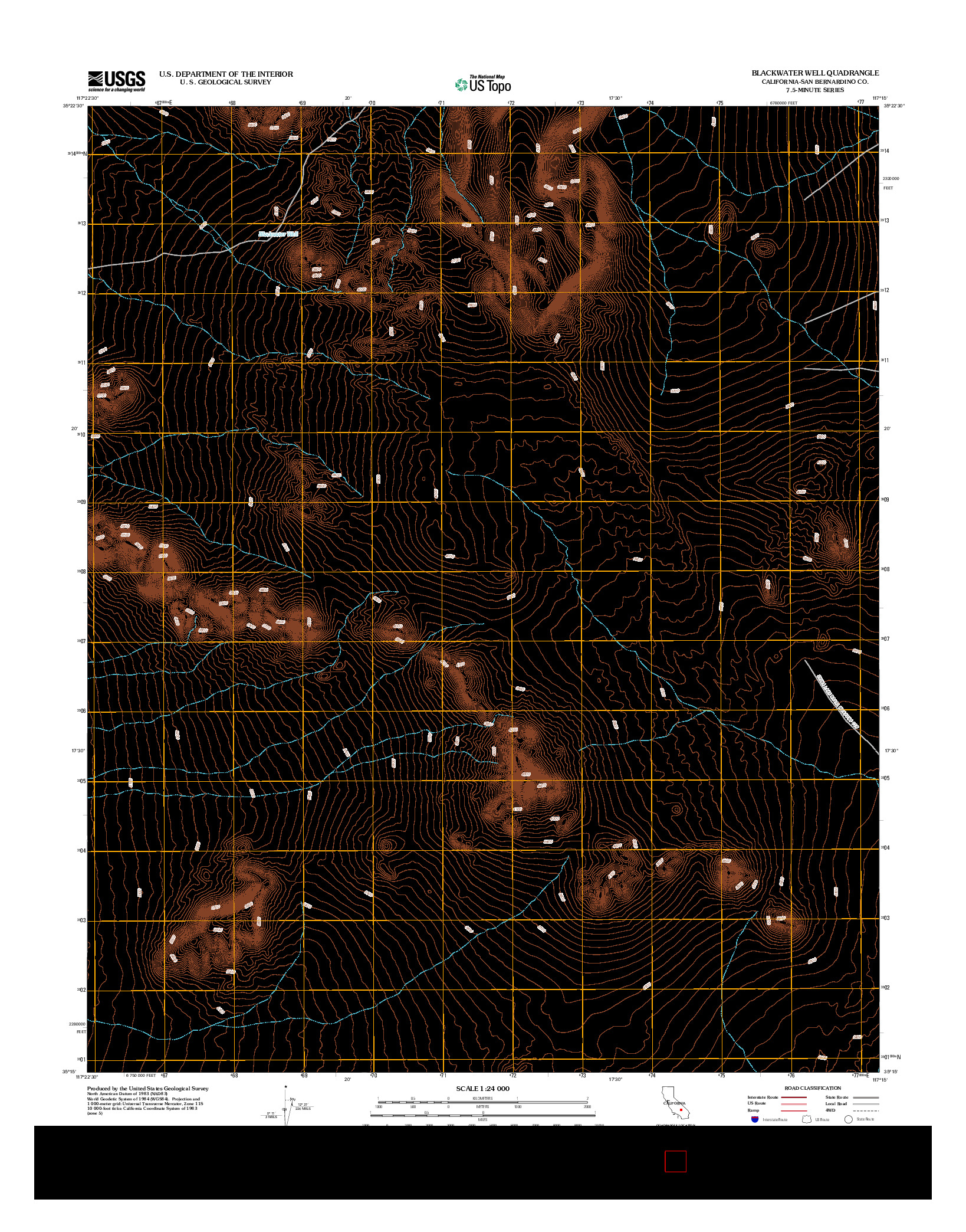 USGS US TOPO 7.5-MINUTE MAP FOR BLACKWATER WELL, CA 2012