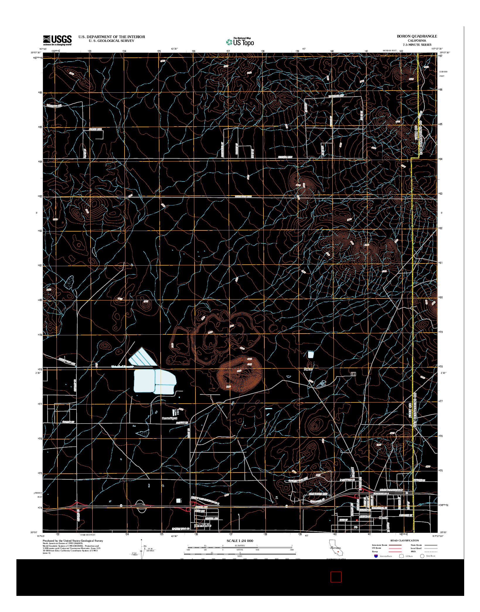 USGS US TOPO 7.5-MINUTE MAP FOR BORON, CA 2012